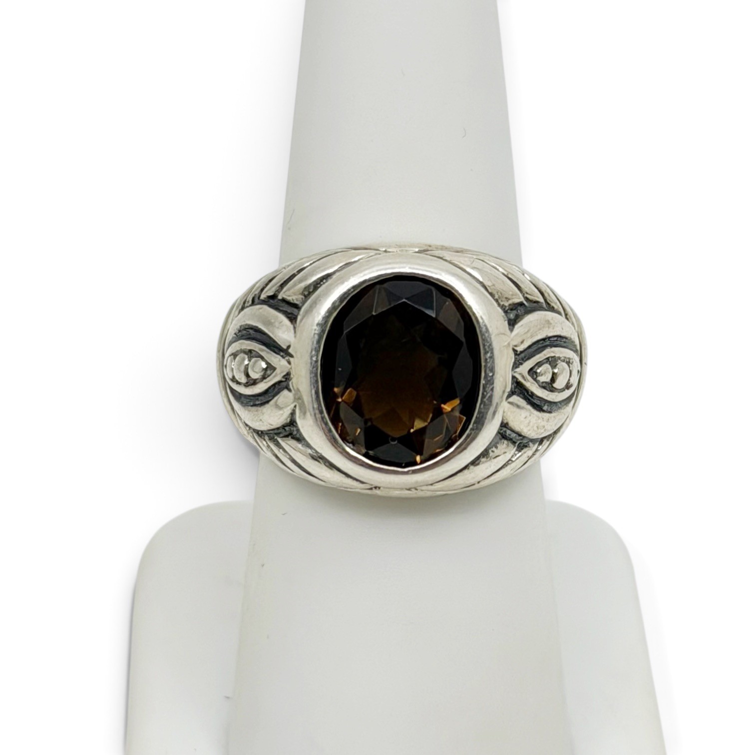 Judith Ripka sterling silver smoky quartz ring - GM1078