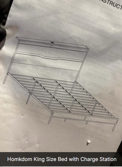 Homkdom King Size Bed with Charge Station (originally $250) - photo 3