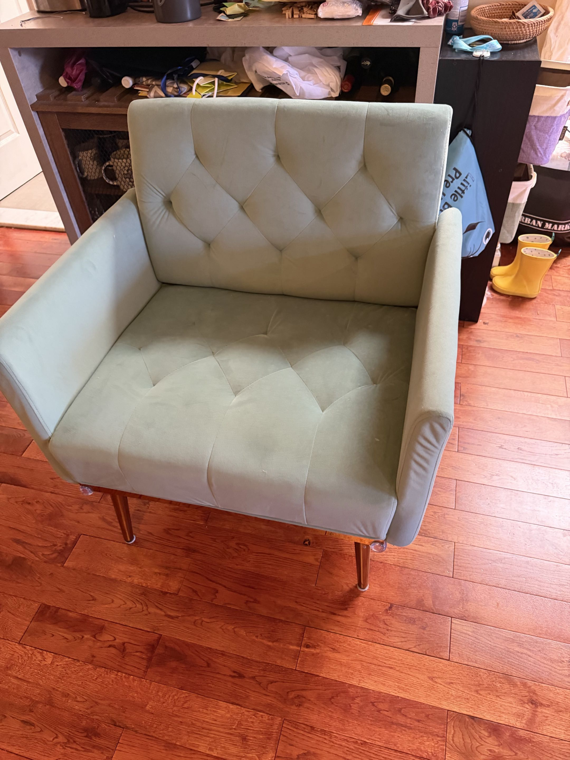 Blue/Green Velvet Armchair