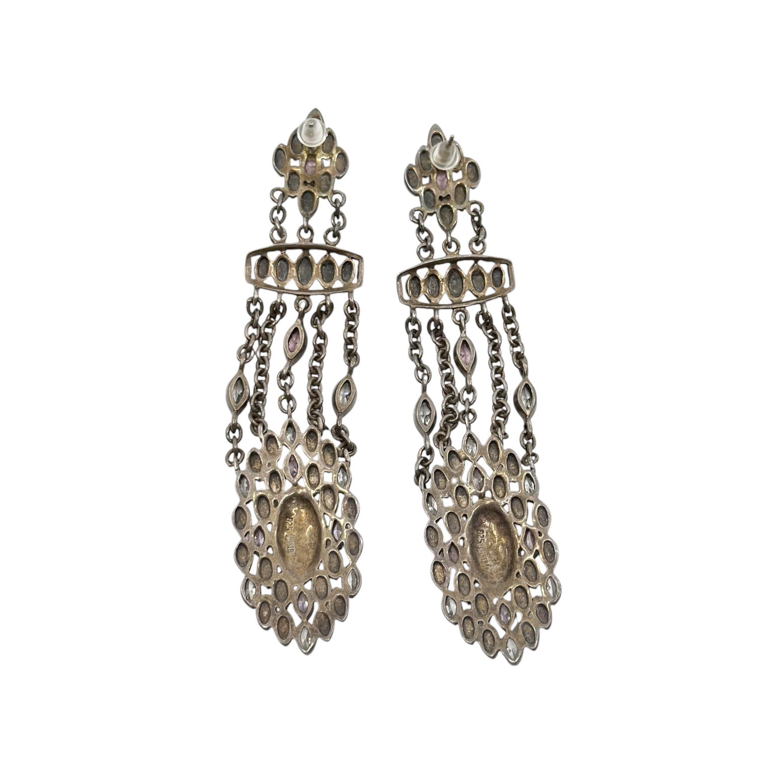 Vintage Loisir sterling silver cubic zirconia marcasite earrings - photo 3