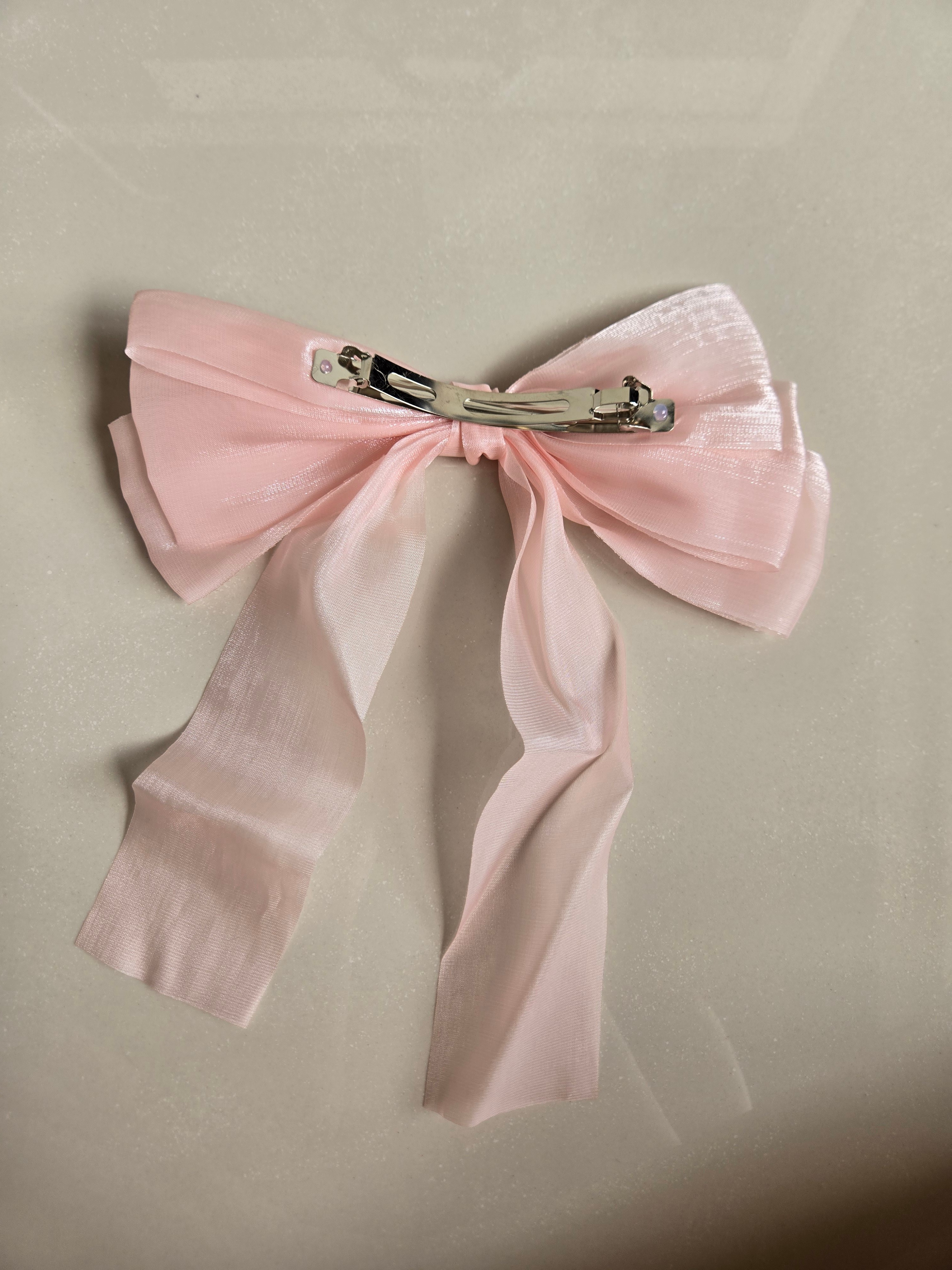 Light Pink Princess Ribbon Bow Sheer Hair Clip - photo 4
