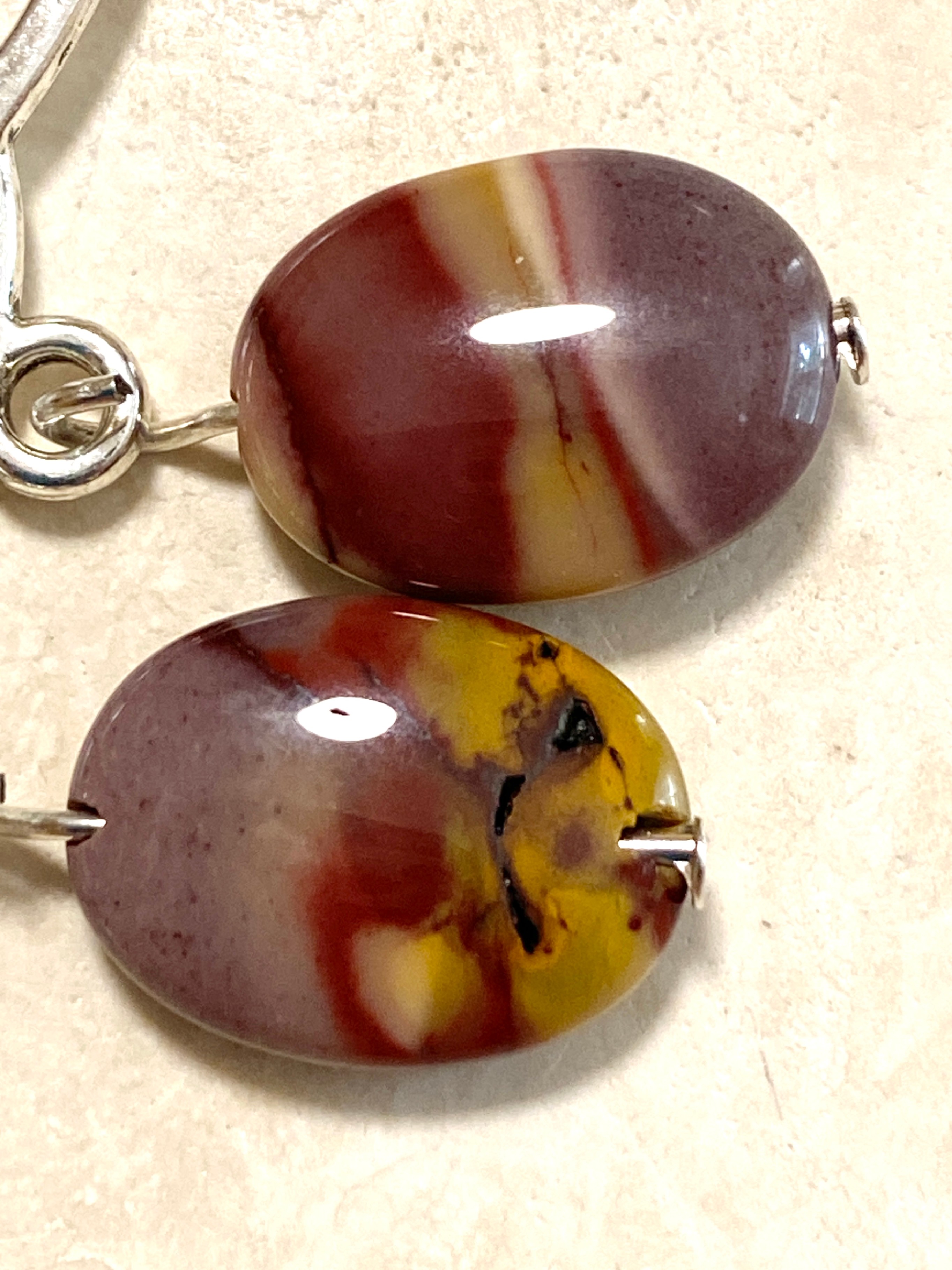 Genuine Earthy Mookaite Celtic Trinity Earrings, 925 Silver Hook - photo 4