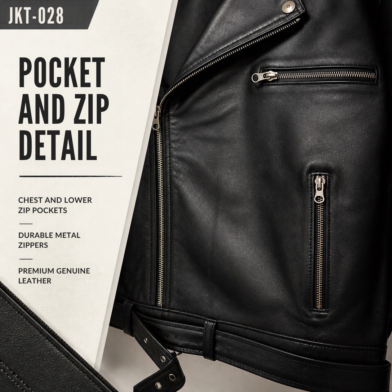 JKT-028 — Men's Nicolas leather biker jacket — brand new size M - photo 4