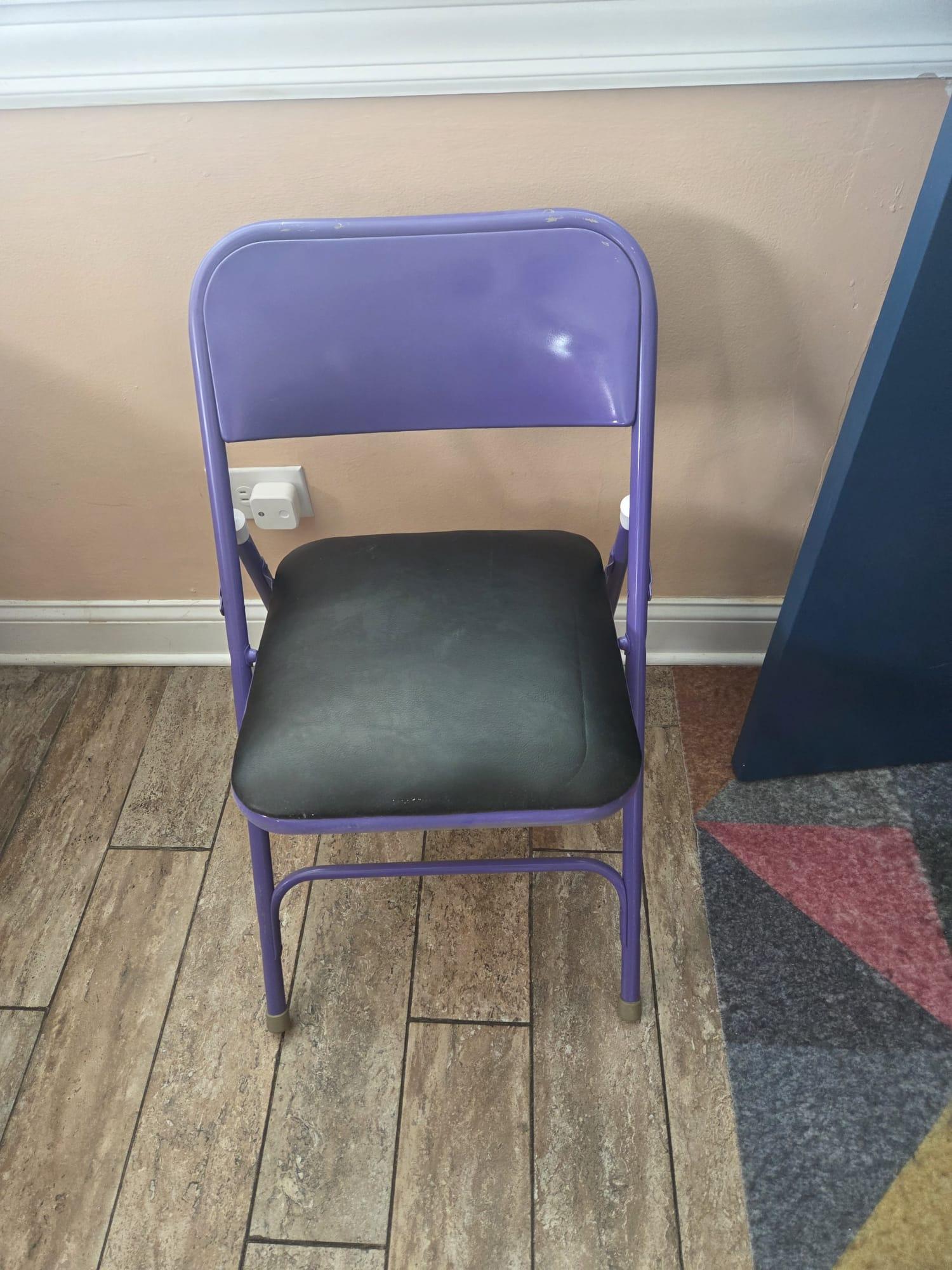 Set of 4 Purple Metal Folding Chairs