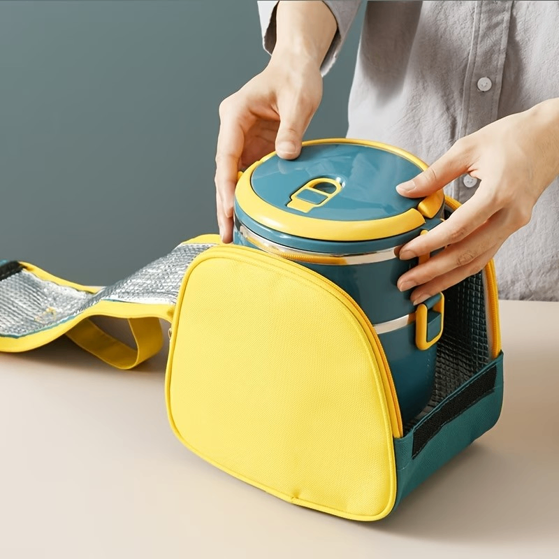 1 set of stainless-steel reusable lunch box with lunch bag