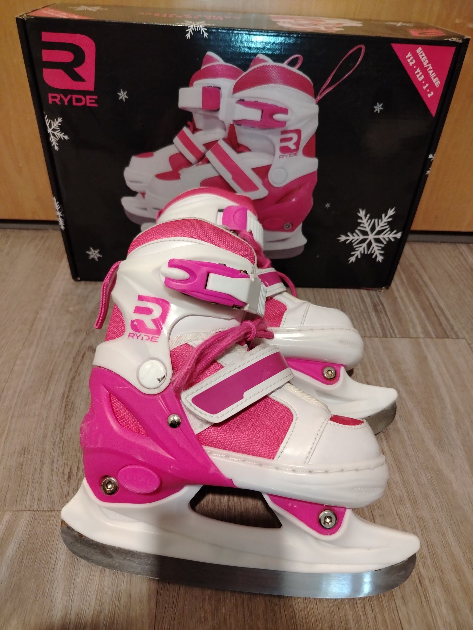 Kids Ice Skates - RYDE Adjustable (Youth Y12-2), Pink/White - photo 3