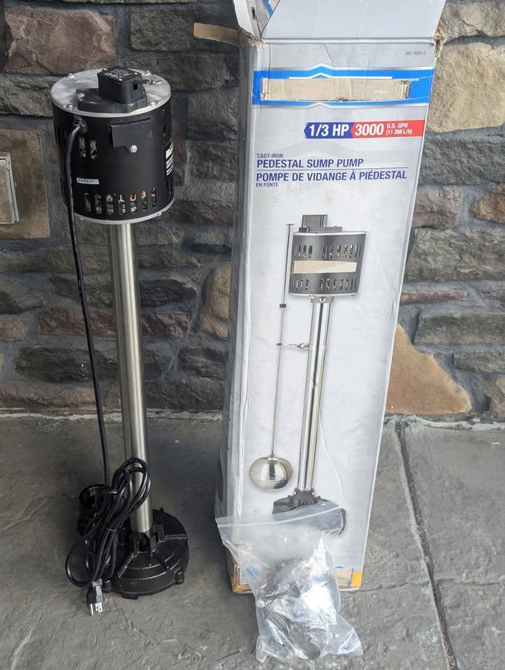 Mastercraft 1/3-HPCast-Iron Column Electric Sump Pump , ~3 feet