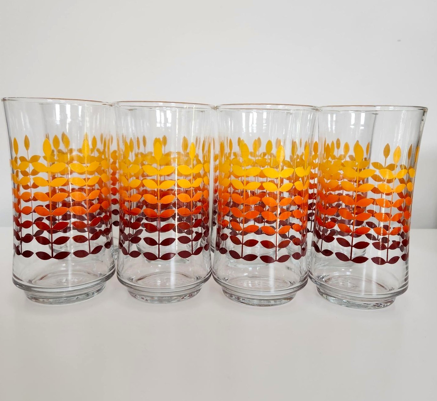 Vintage MCM Tall Glasses Autumn Ombre Wheat Pattern (8-Set) - photo 4