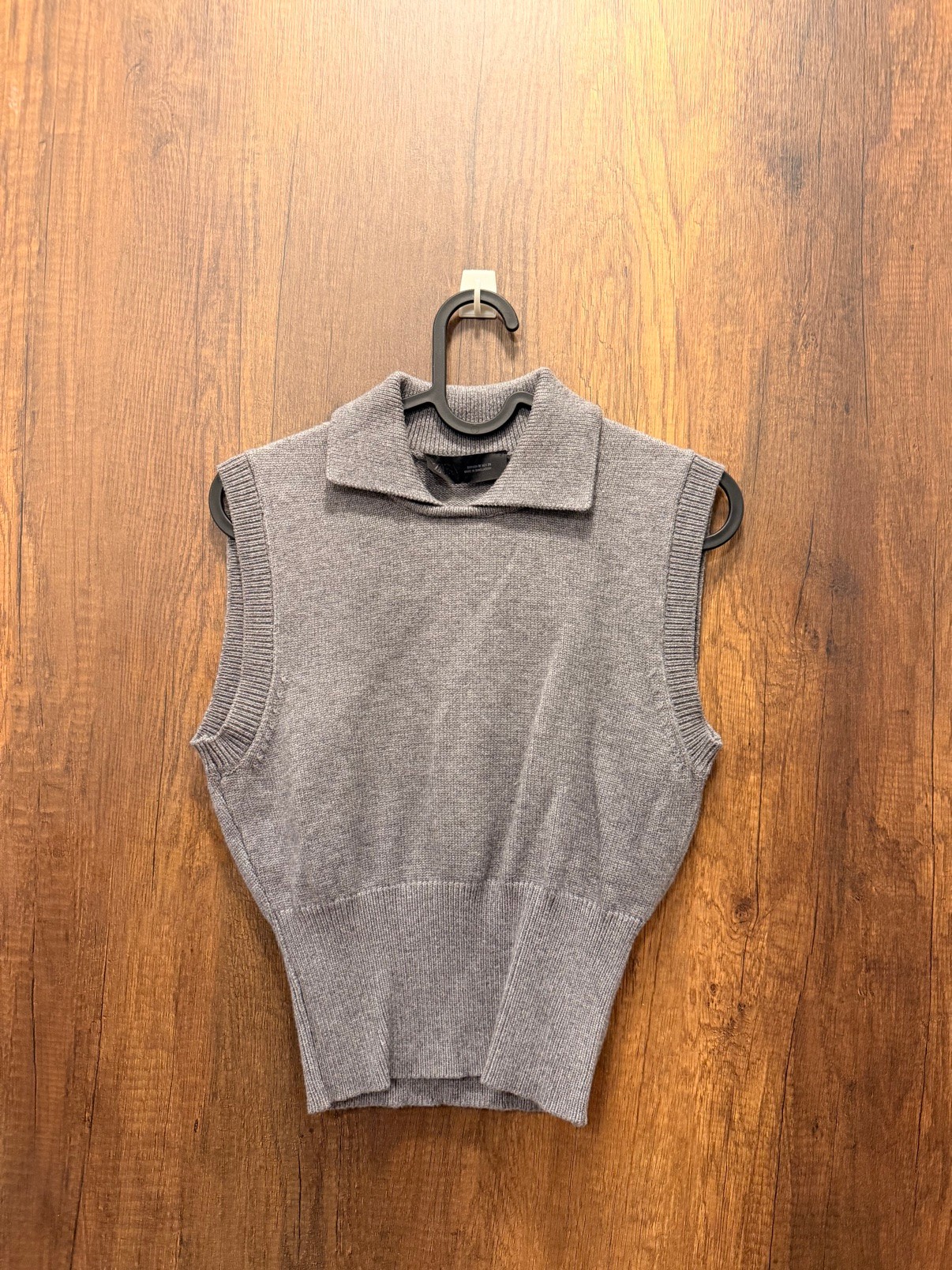 Zara Grey Collared Knit Vest, Size M - photo 2