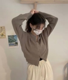 Taupe Knit Button-Up Cardigan - photo 2
