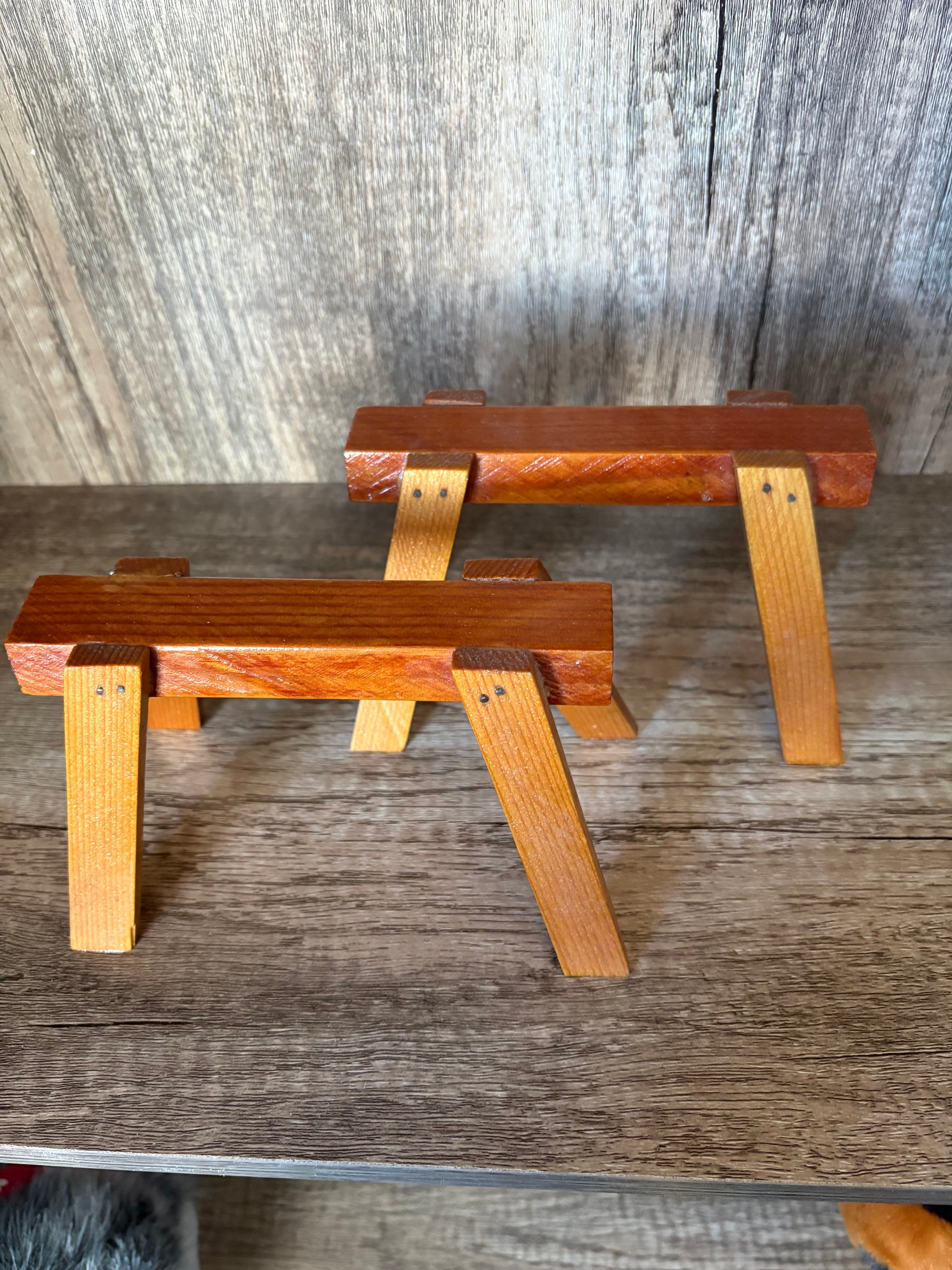 Set of two miniature Wooden Clear Fir Sawhorses - photo 4