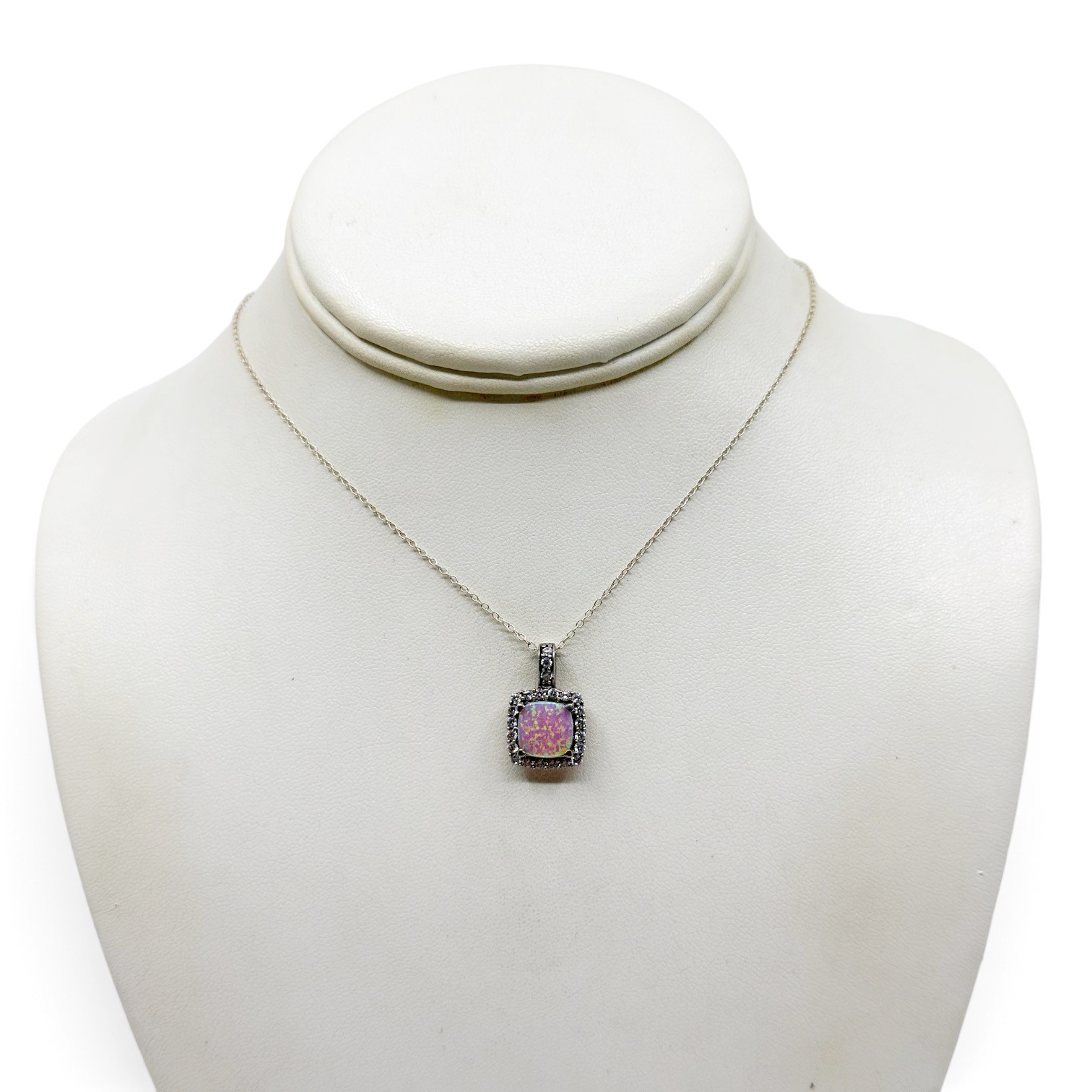 sterling silver faux opal cubic Zirconia pendant - photo 3