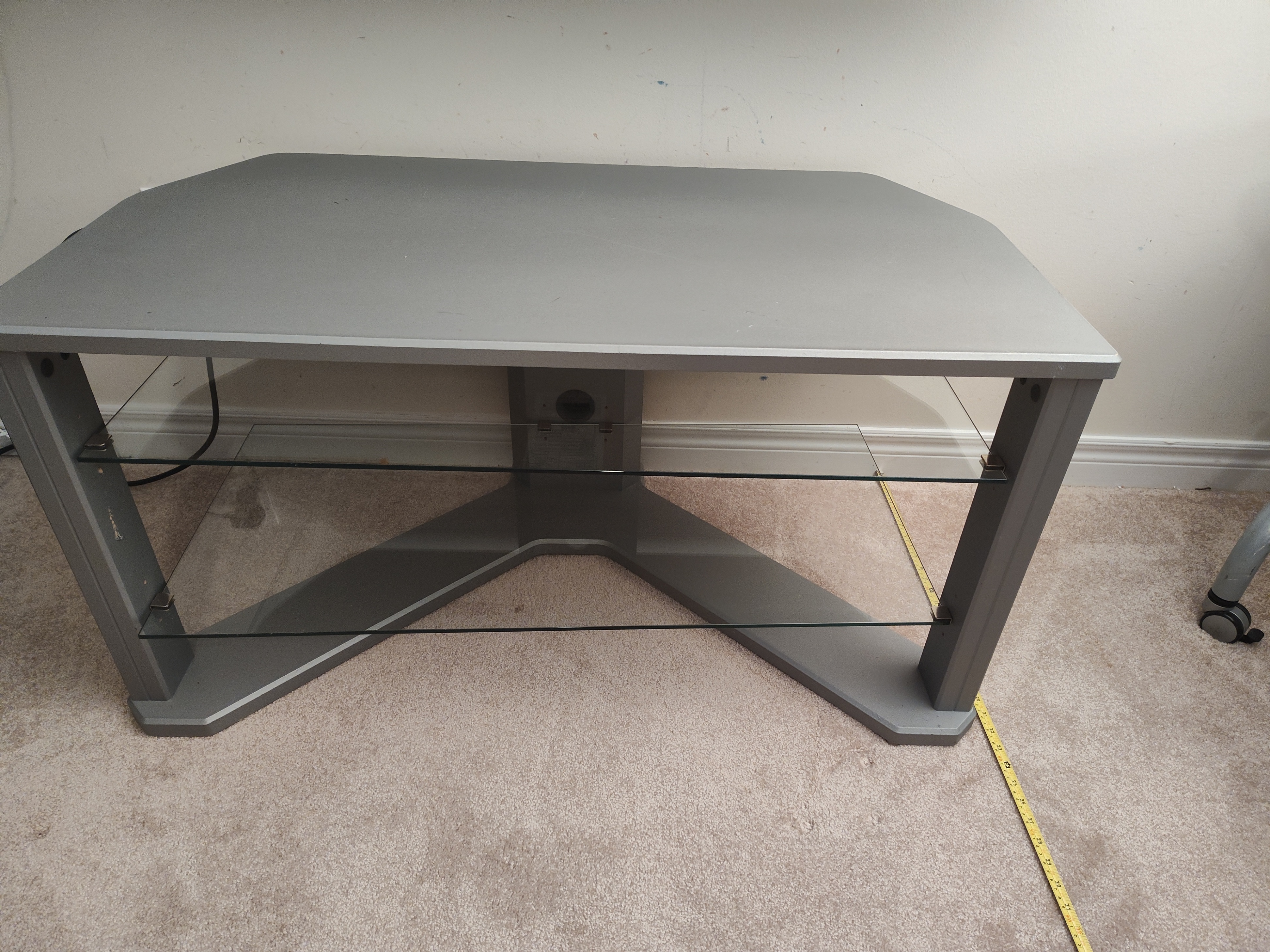 Modern TV Stand / Media Console with Glass Shelves - 44" Wide