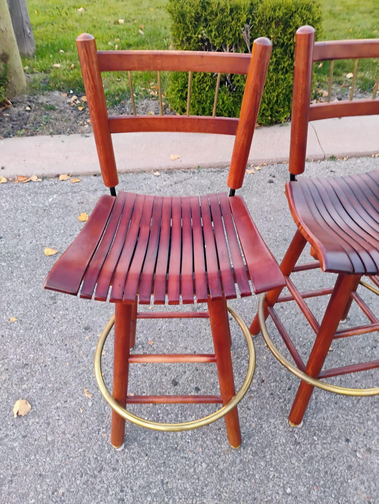 Counter-Height Stools Solid Wood w/Brass - photo 2