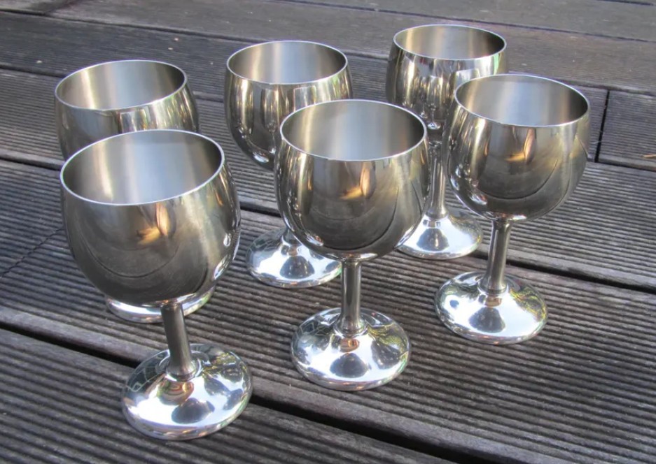 Set of 6 IMCO 18/10 Stainless Steel Wine Glasses