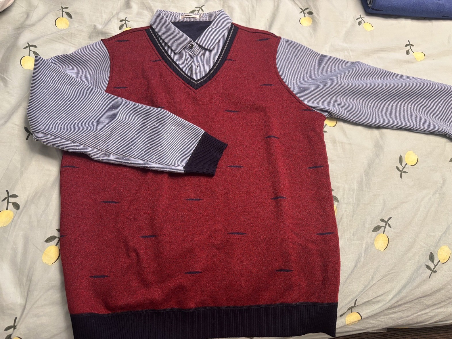 Men's fleece-lined sweaters — XXL, navy & dark red (new) - photo 5
