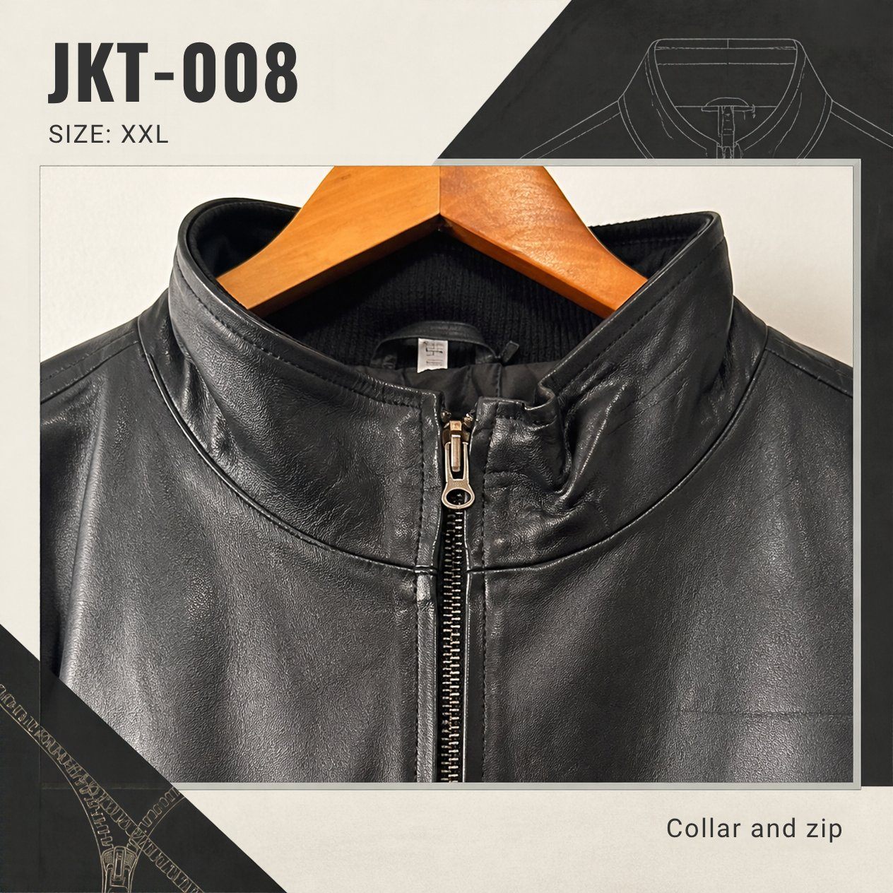JKT-008 — Men's Clark leather bomber jacket — brand new size XXL - photo 3