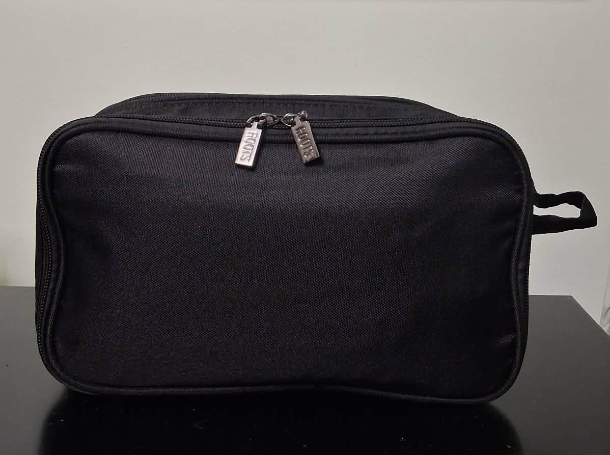 New Roots Black Canvas Double Compartment Travel Toiletry Bag - photo 2