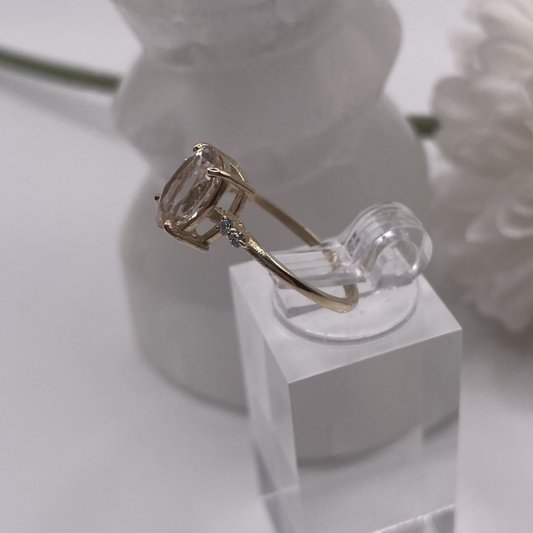 10kt Yellow Gold Natural Morganite & Lab Diamond Ring (Size 6.5) - photo 4