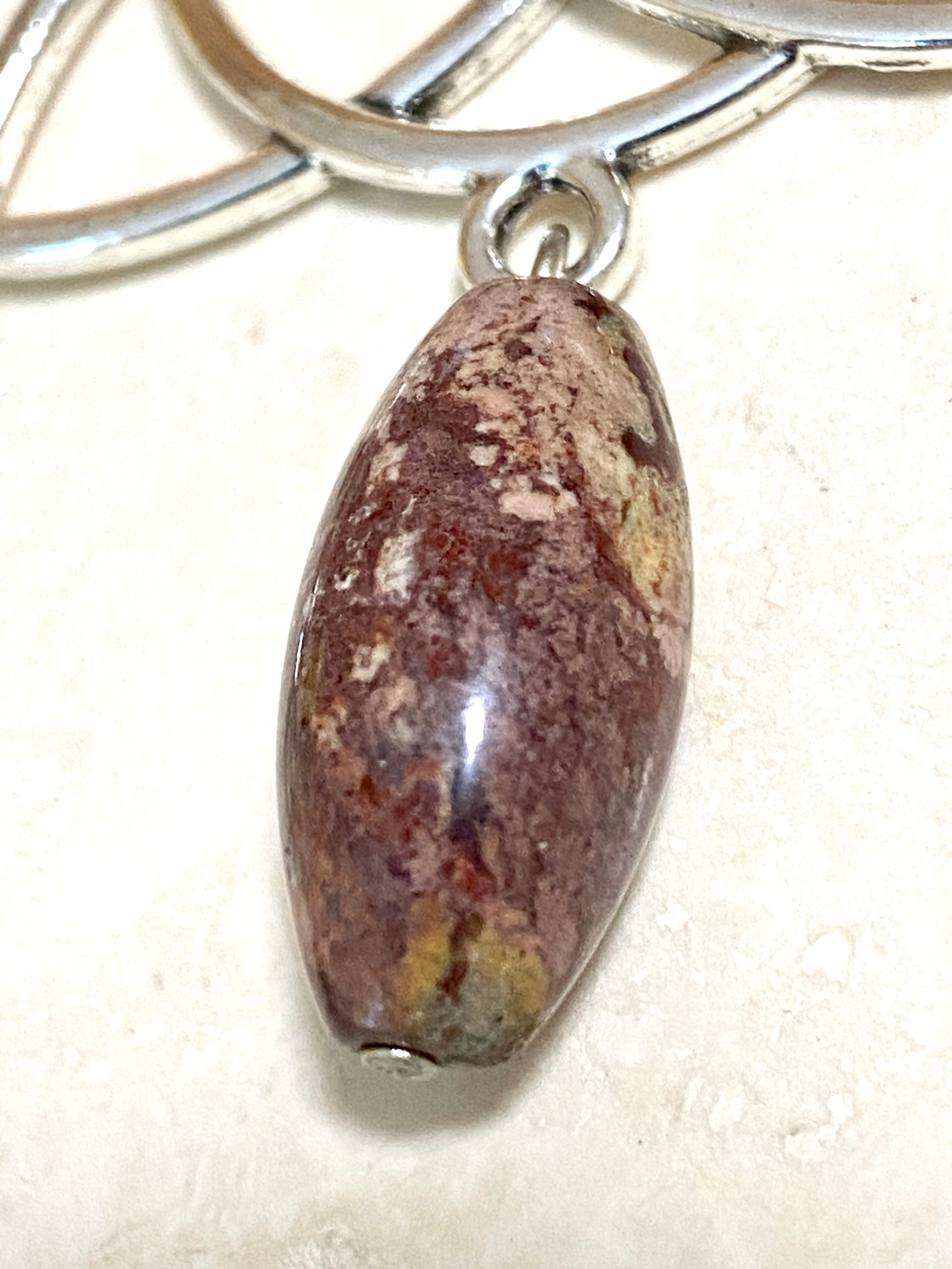Earthy Convoluted Jasper Celtic Trinity Earrings, 925 Hooks - photo 4