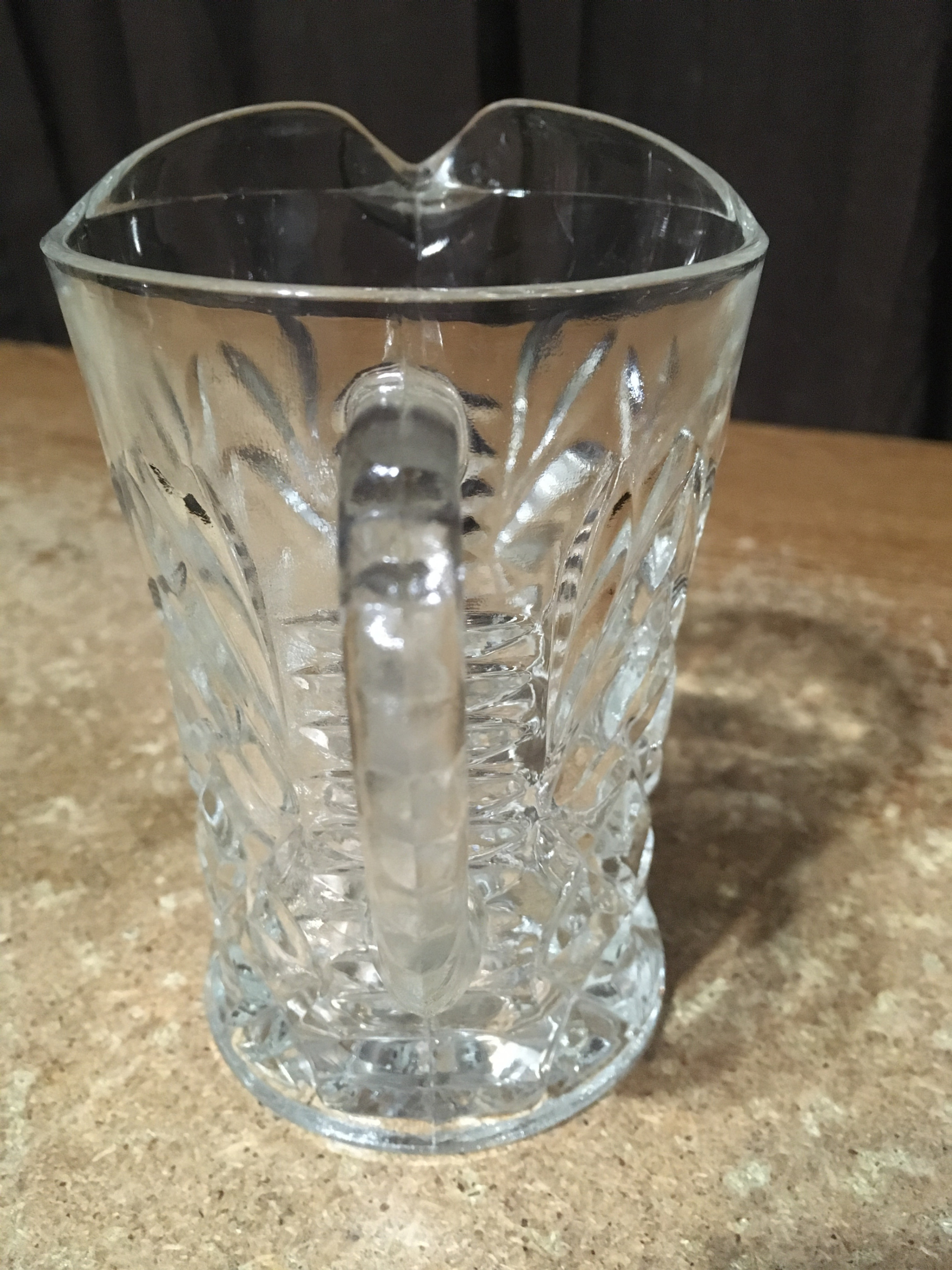 VINTAGE ANCHOR HOCKING PINEAPPLE CUT GLASS CLEAR PITCHER CREAMER - photo 4
