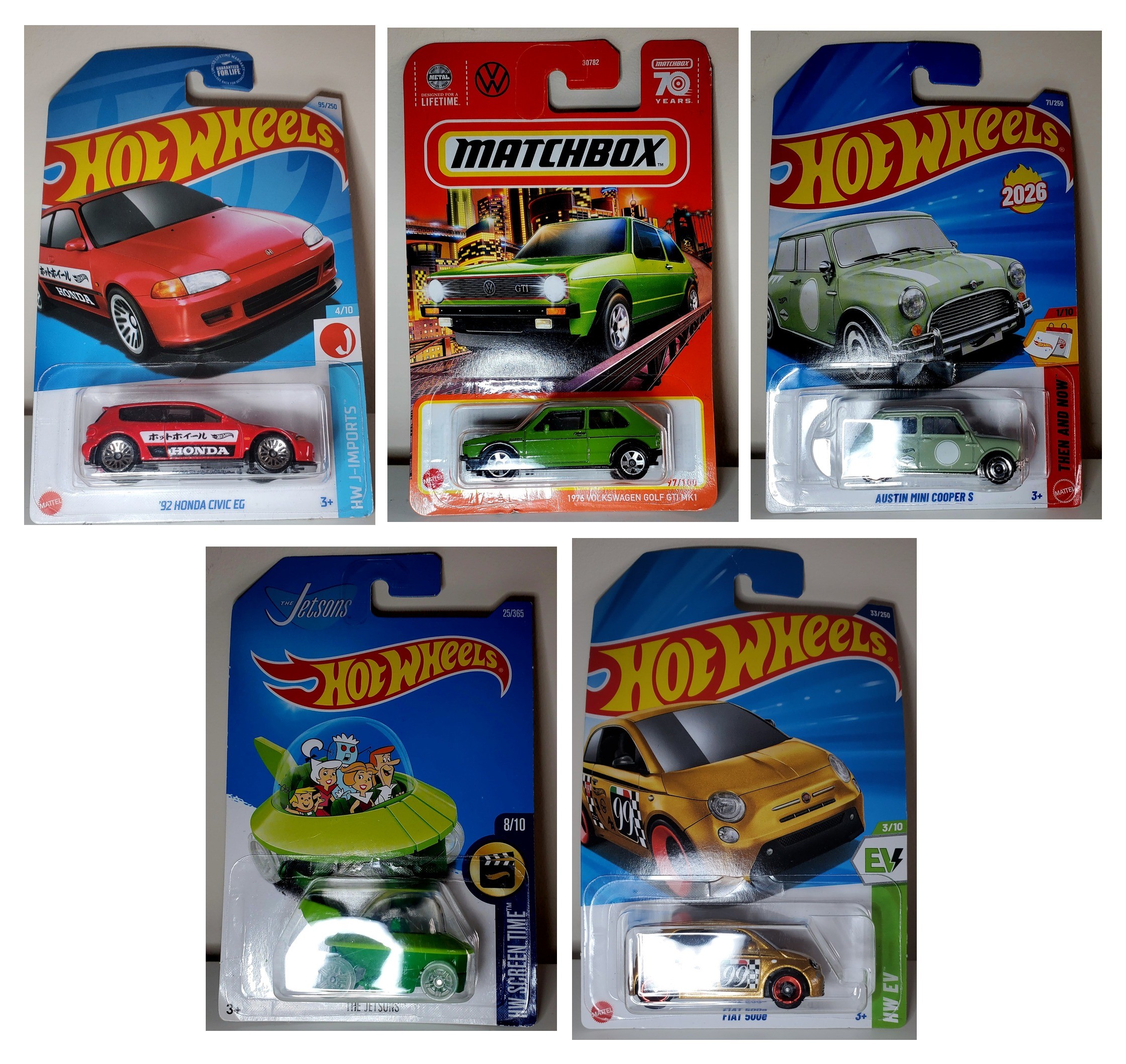 Hot Wheels & Matchbox 5-Car Lot - New on Card