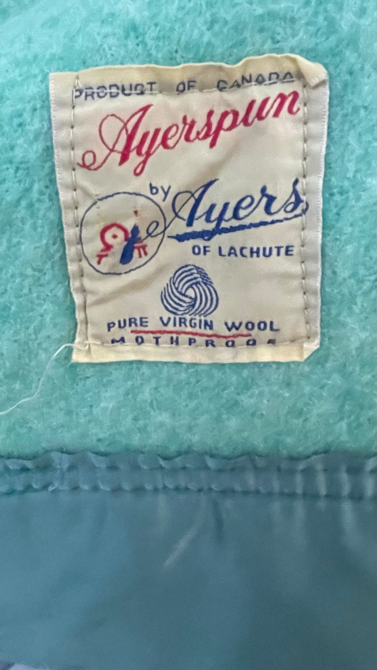 Vintage Ayers Pure Virgin Wool Blanket - Pistachio Mint Green - photo 2