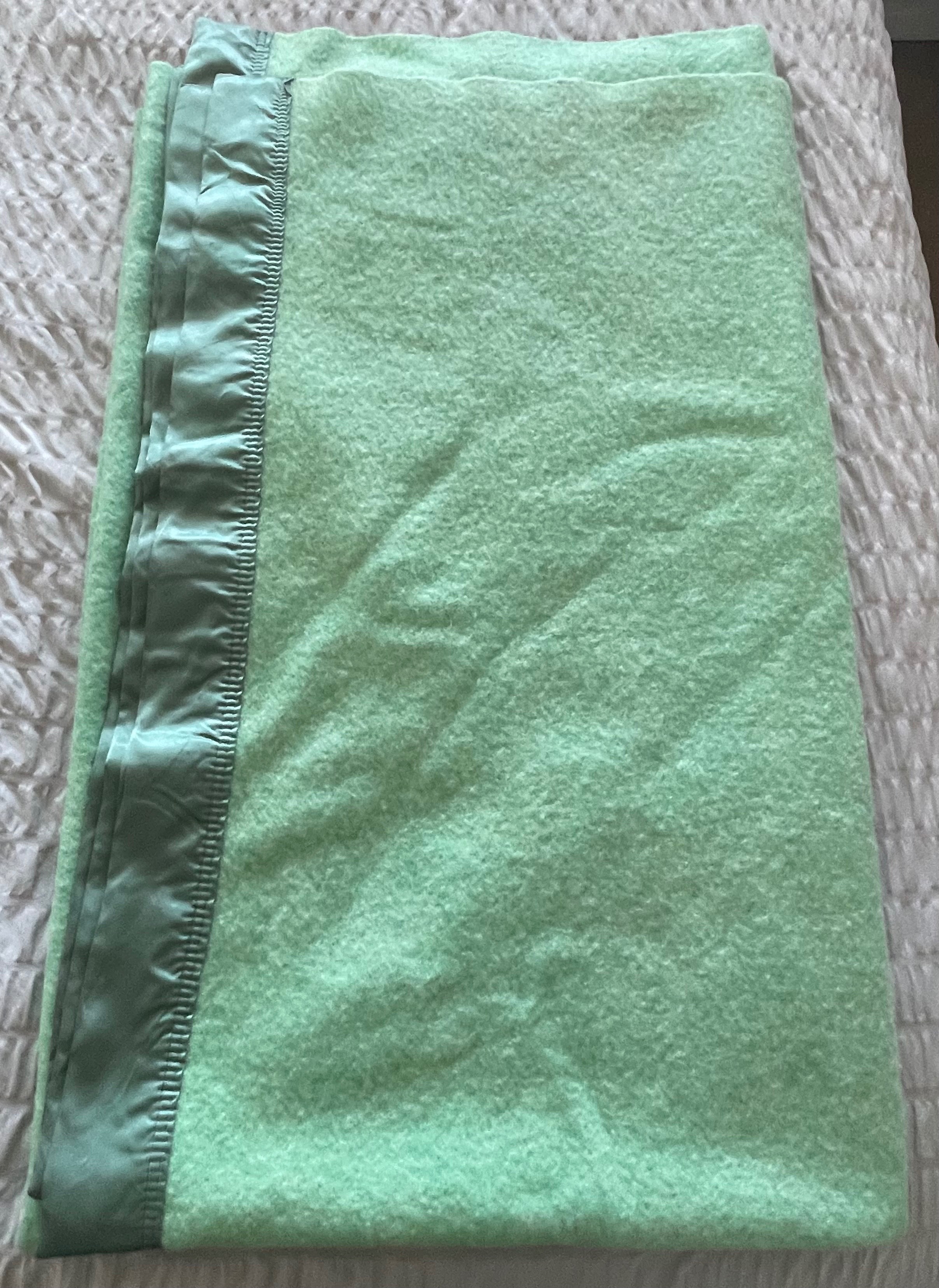 Vintage Ayers Pure Virgin Wool Blanket - Pistachio Mint Green