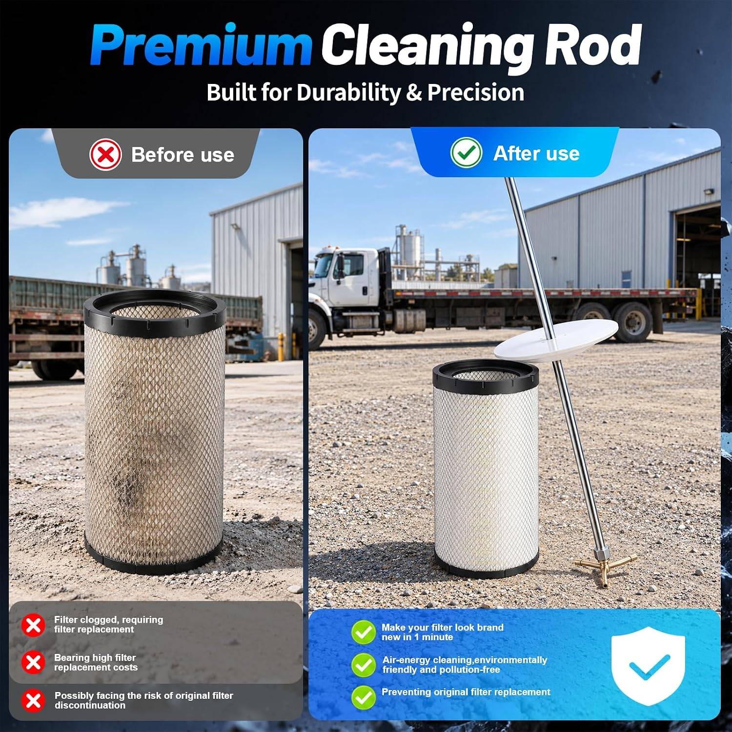 Air Filter Cleaner Tool with 360° Rotating Nozzle, Quick Connect - photo 5