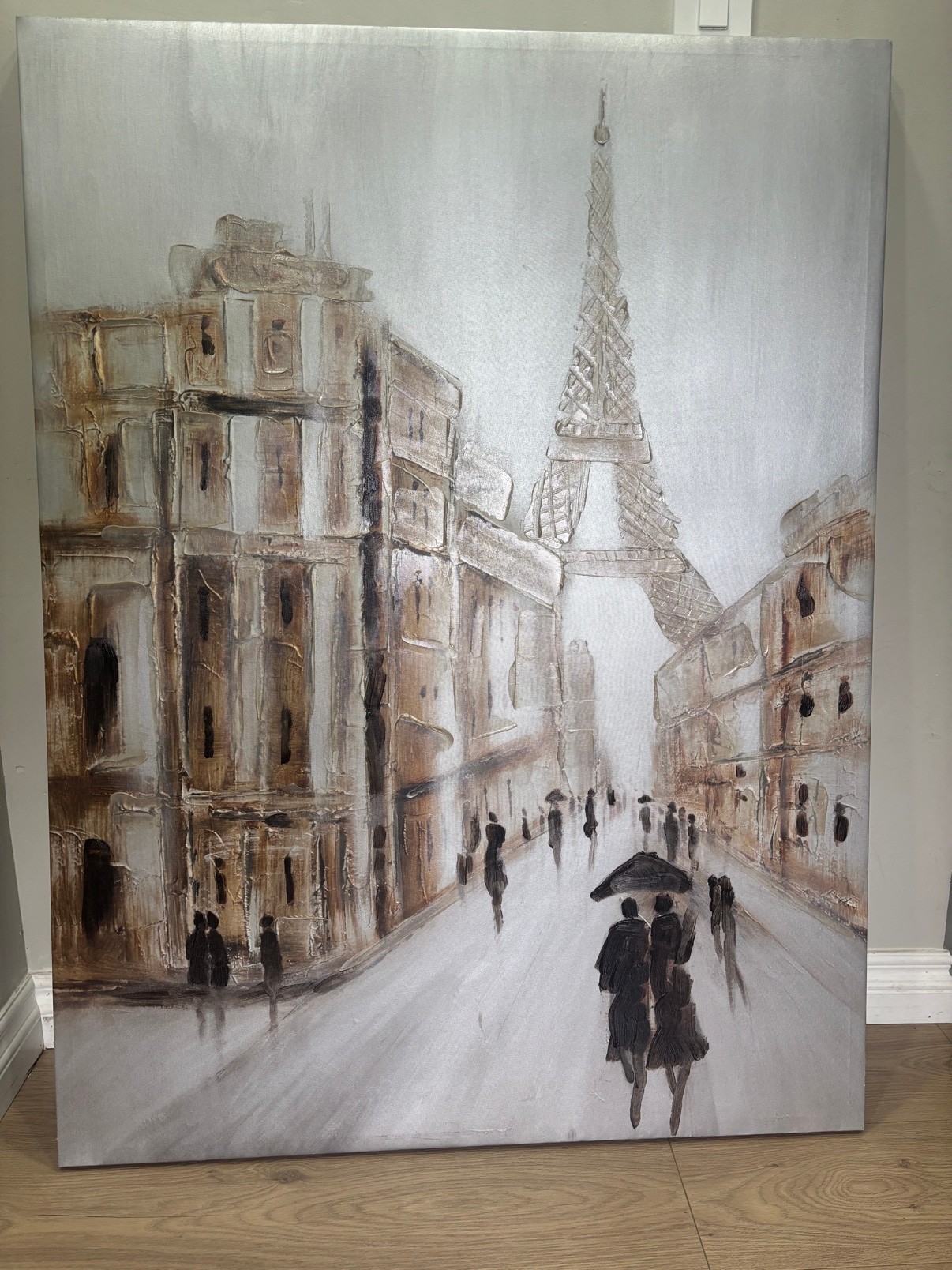 Large Paris Eiffel Tower Canvas Painting - 36x48in Wall Art