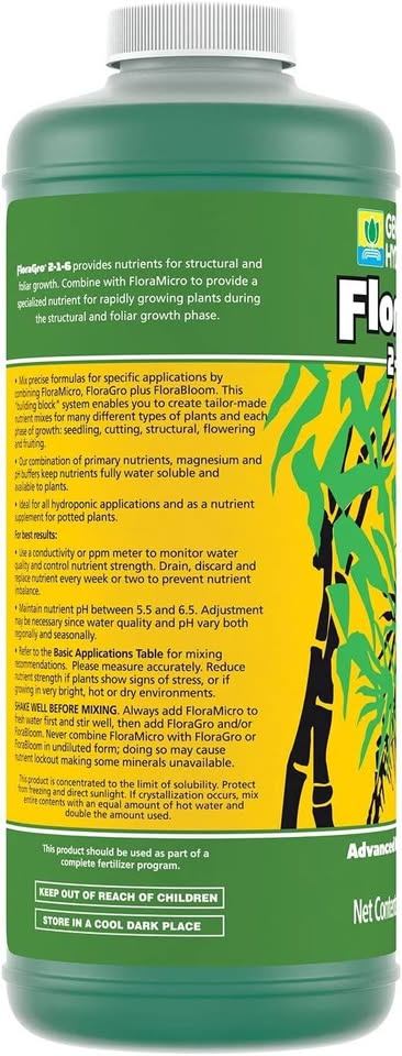 General Hydroponics FloraGro Fertilizer, 1-Quart (Sealed, New) - photo 2