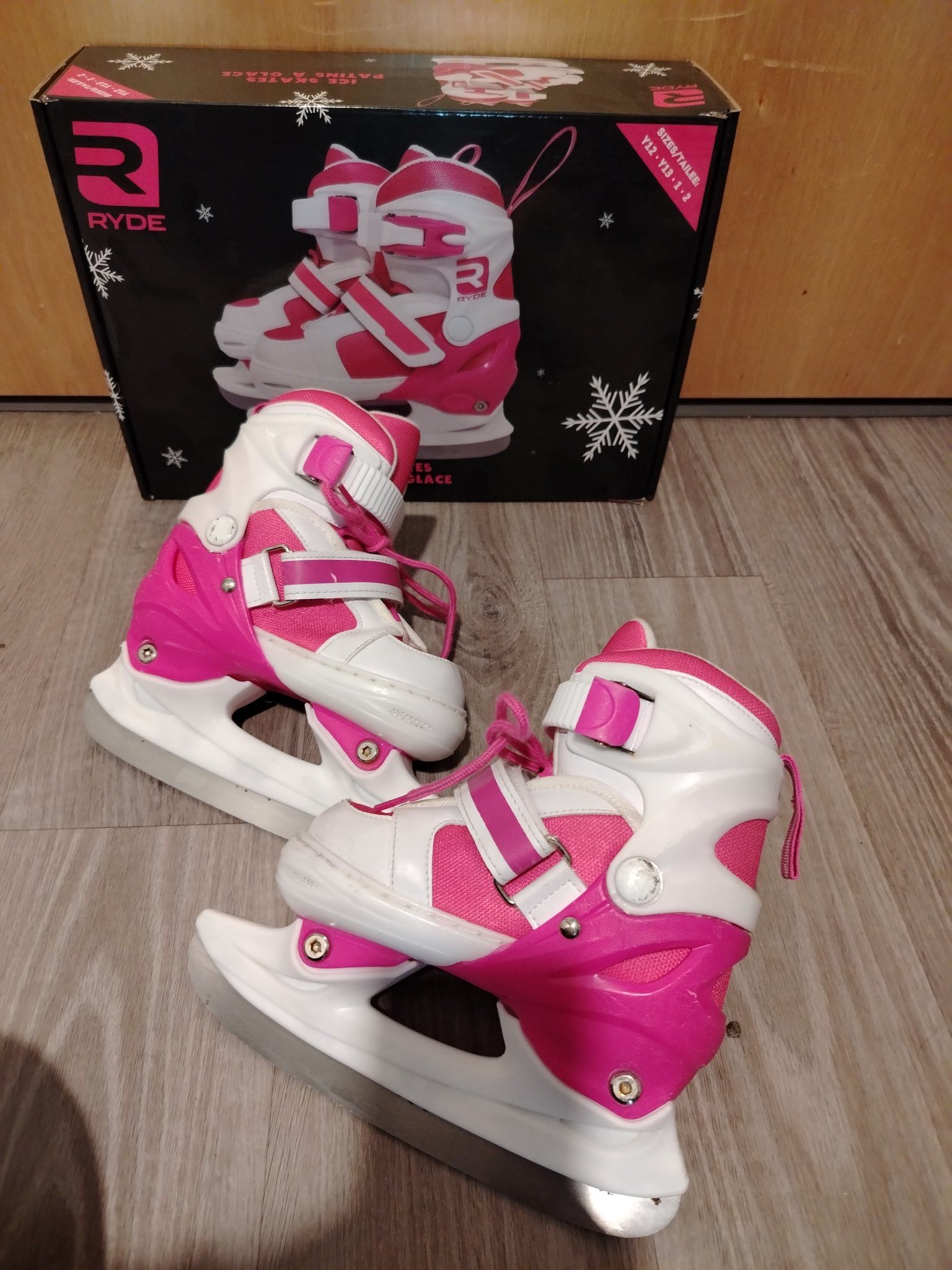 Kids Ice Skates - RYDE Adjustable (Youth Y12-2), Pink/White - photo 4