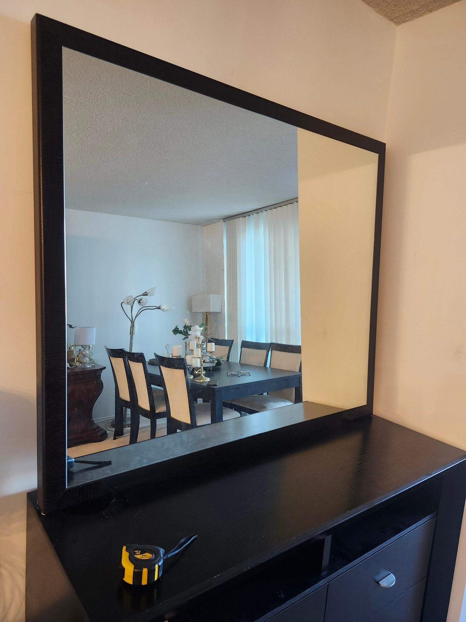 Large Black Framed Mirror – 130 × 110 cm (51" × 43")