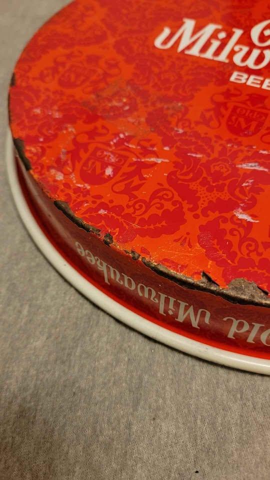 1968 Old Milwaukee tin beer tray - photo 5