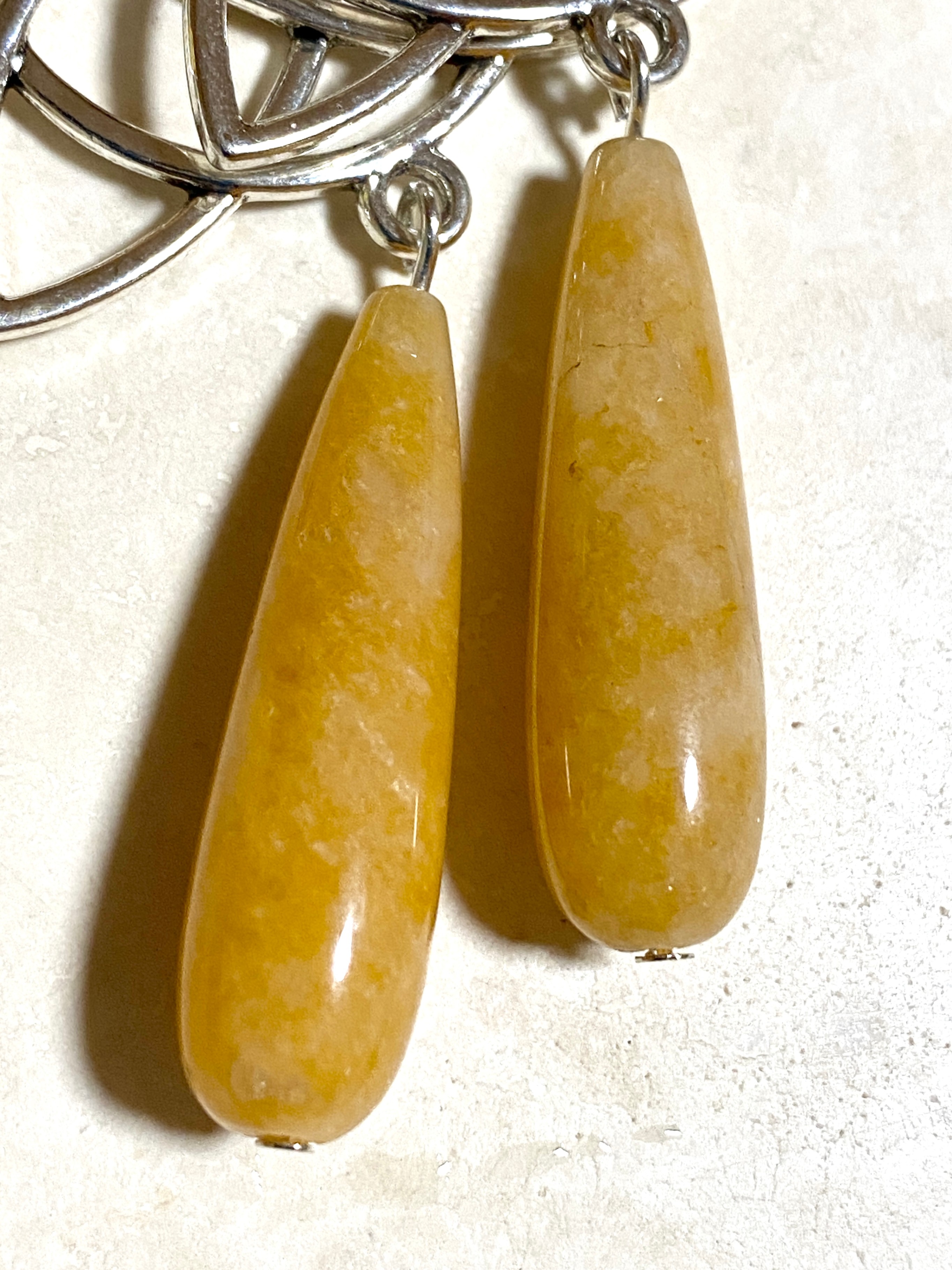 Yellow-Orange Aventurine Celtic Trinity Earrings, 925 Hooks - photo 4