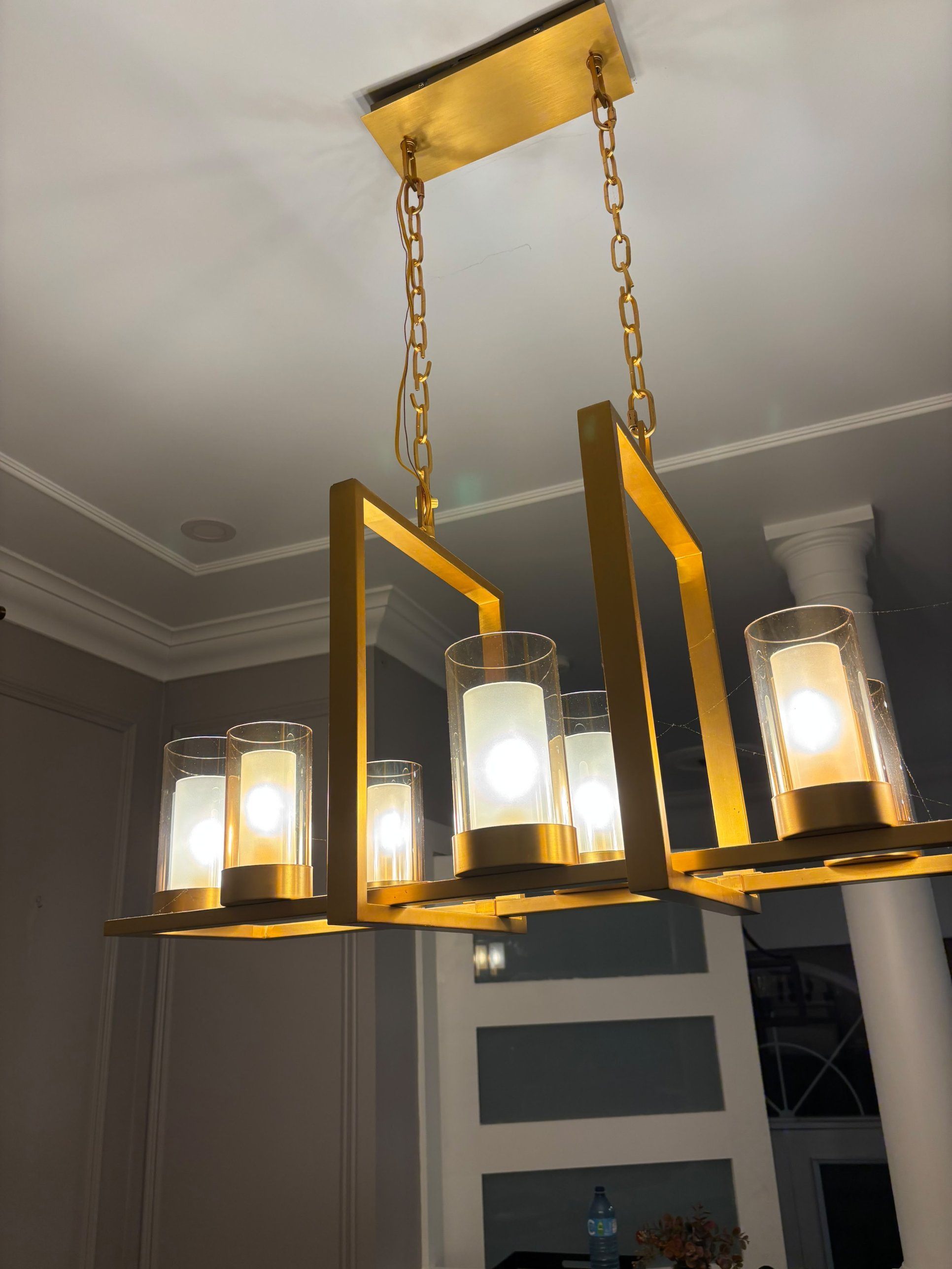 Gold Linear 8-Light Chandelier - Modern Glam Dining Light