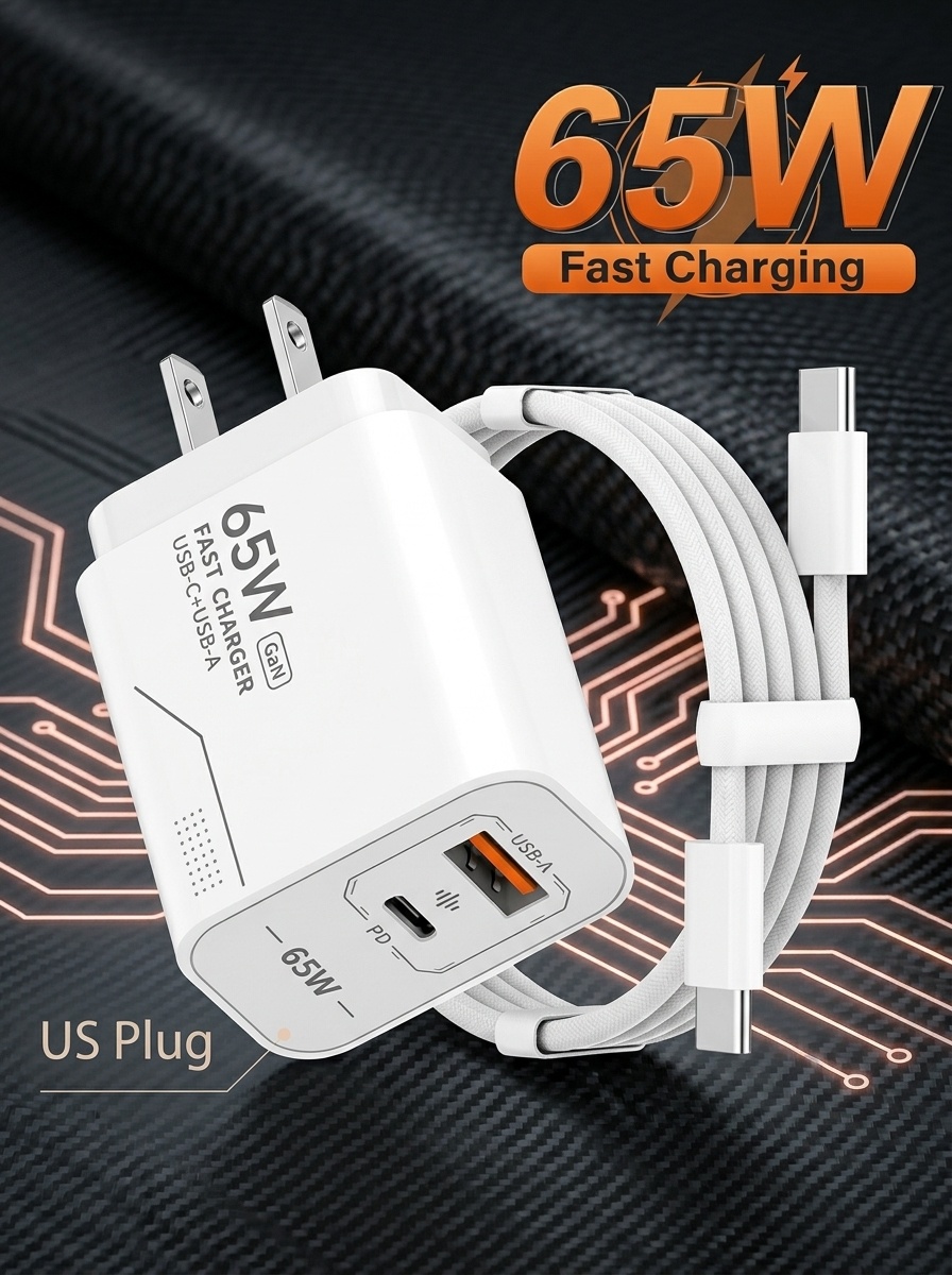 65W GaN Fast Charger with 1m USB-C Cable