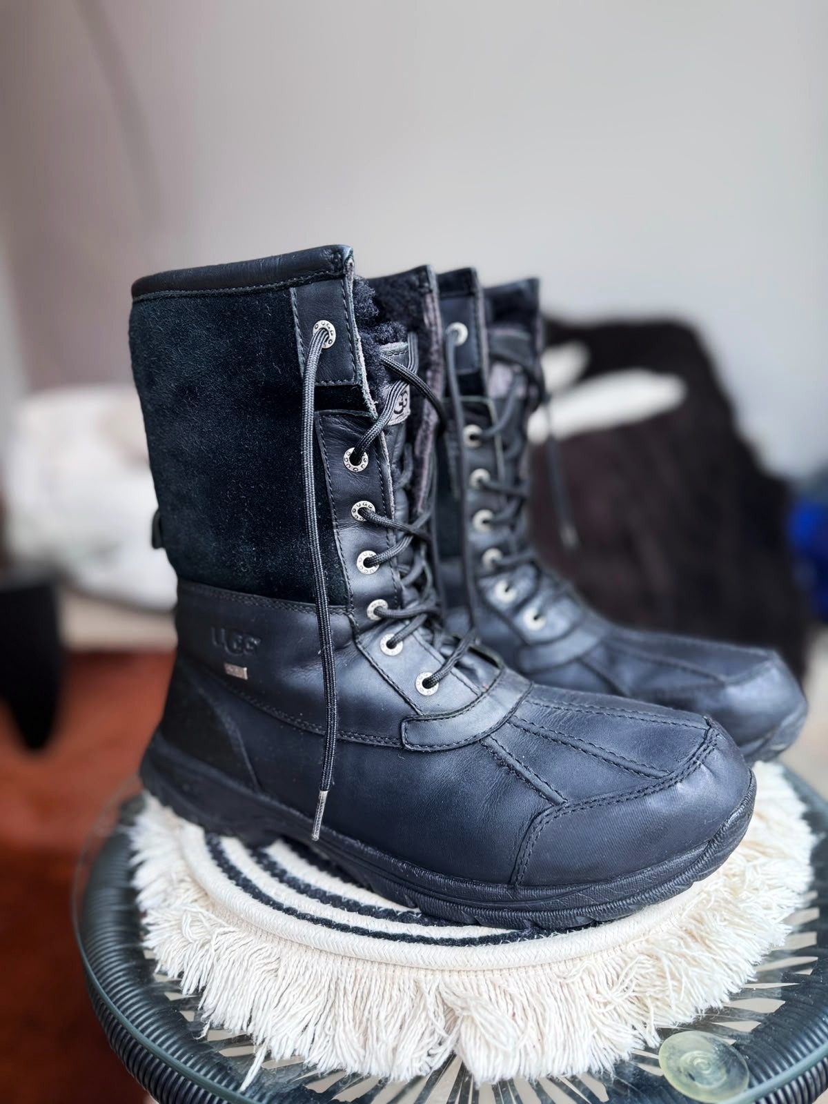UGG Men’s Butte Waterproof Winter Boots, Black, Size 12