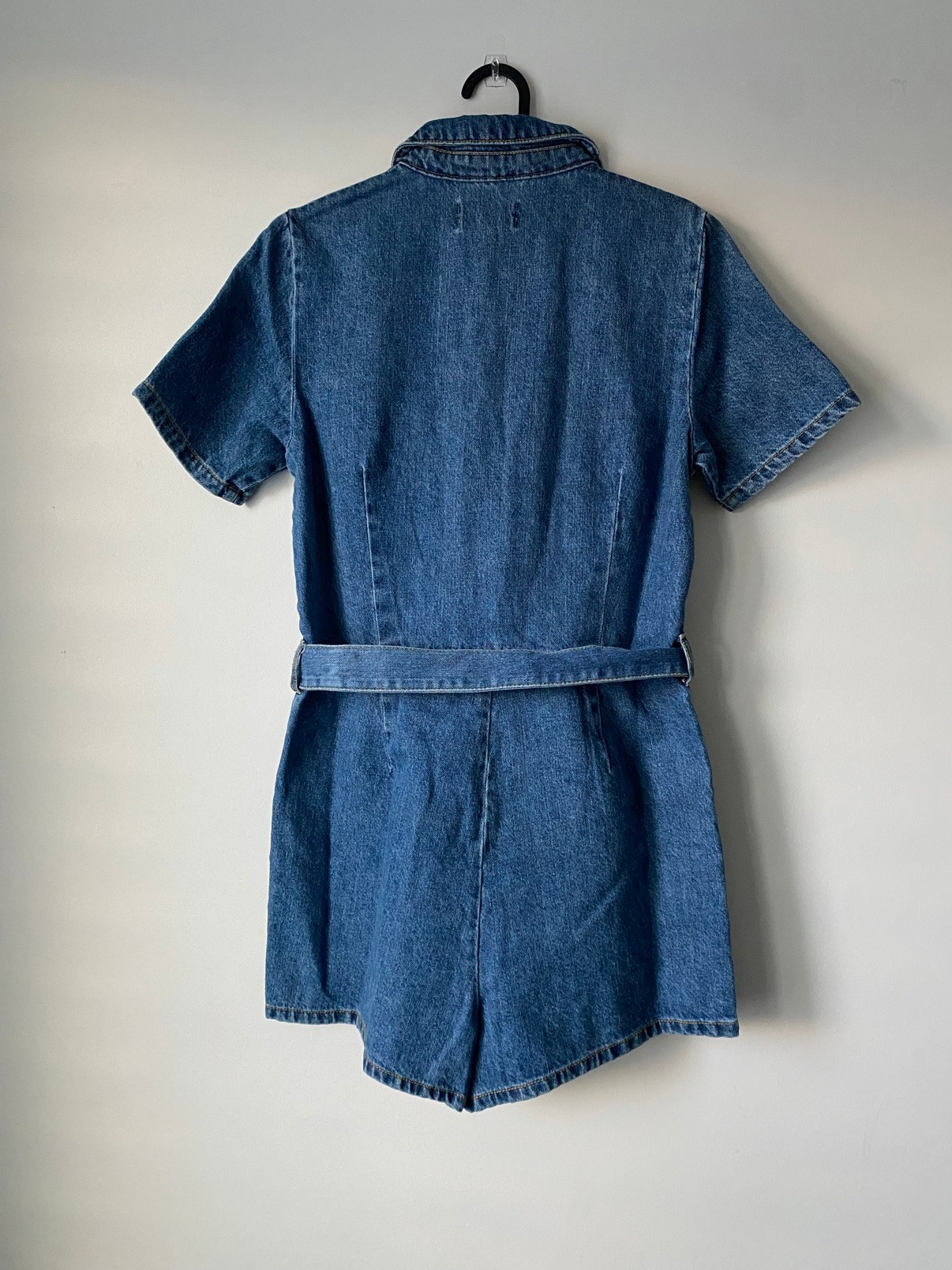 ONLY Blue Denim Romper with Tie Belt, Size 36 - photo 3