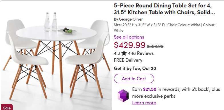 Round table with 4 chairs