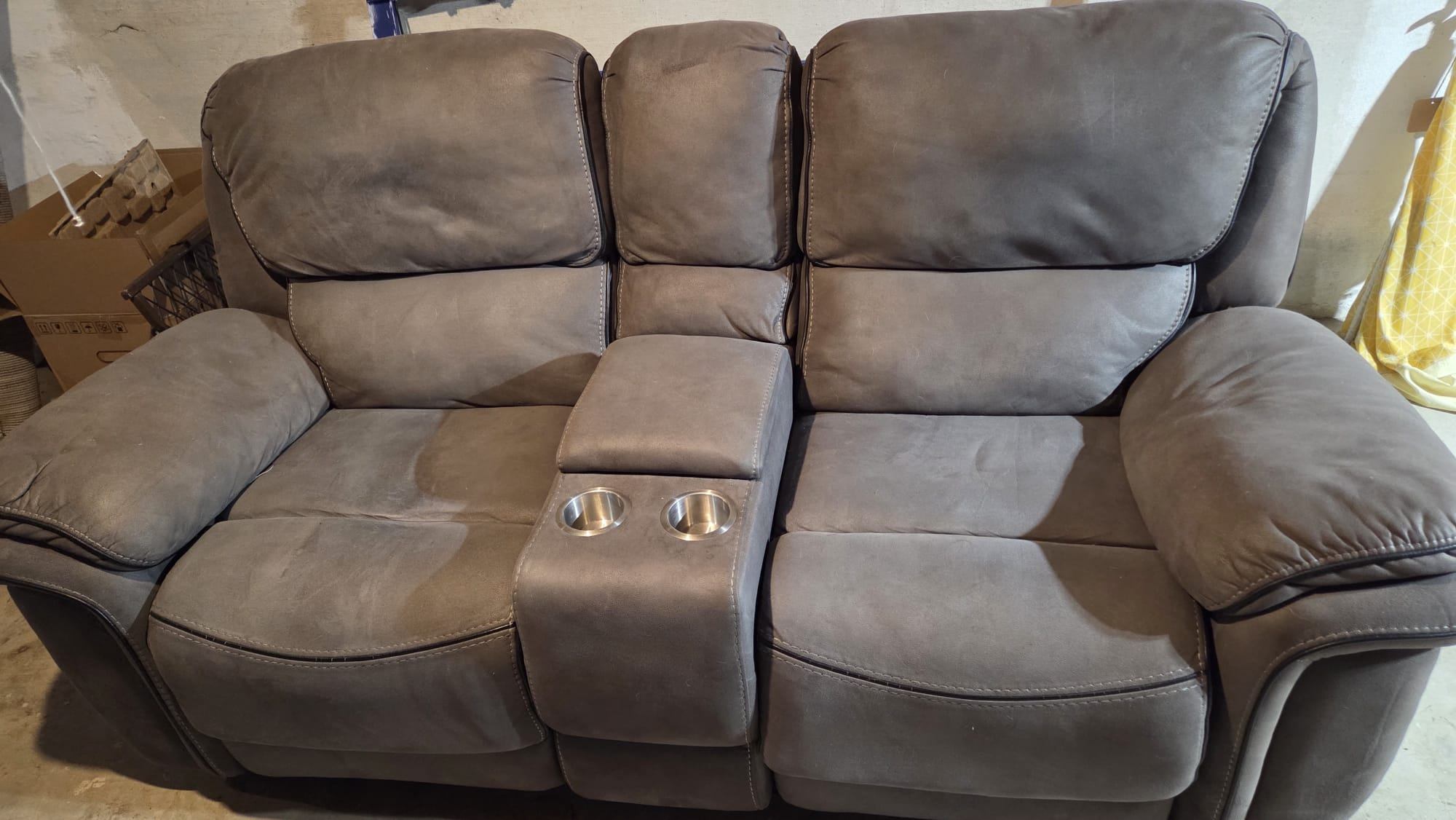 Gray Dual Reclining Loveseat with Console