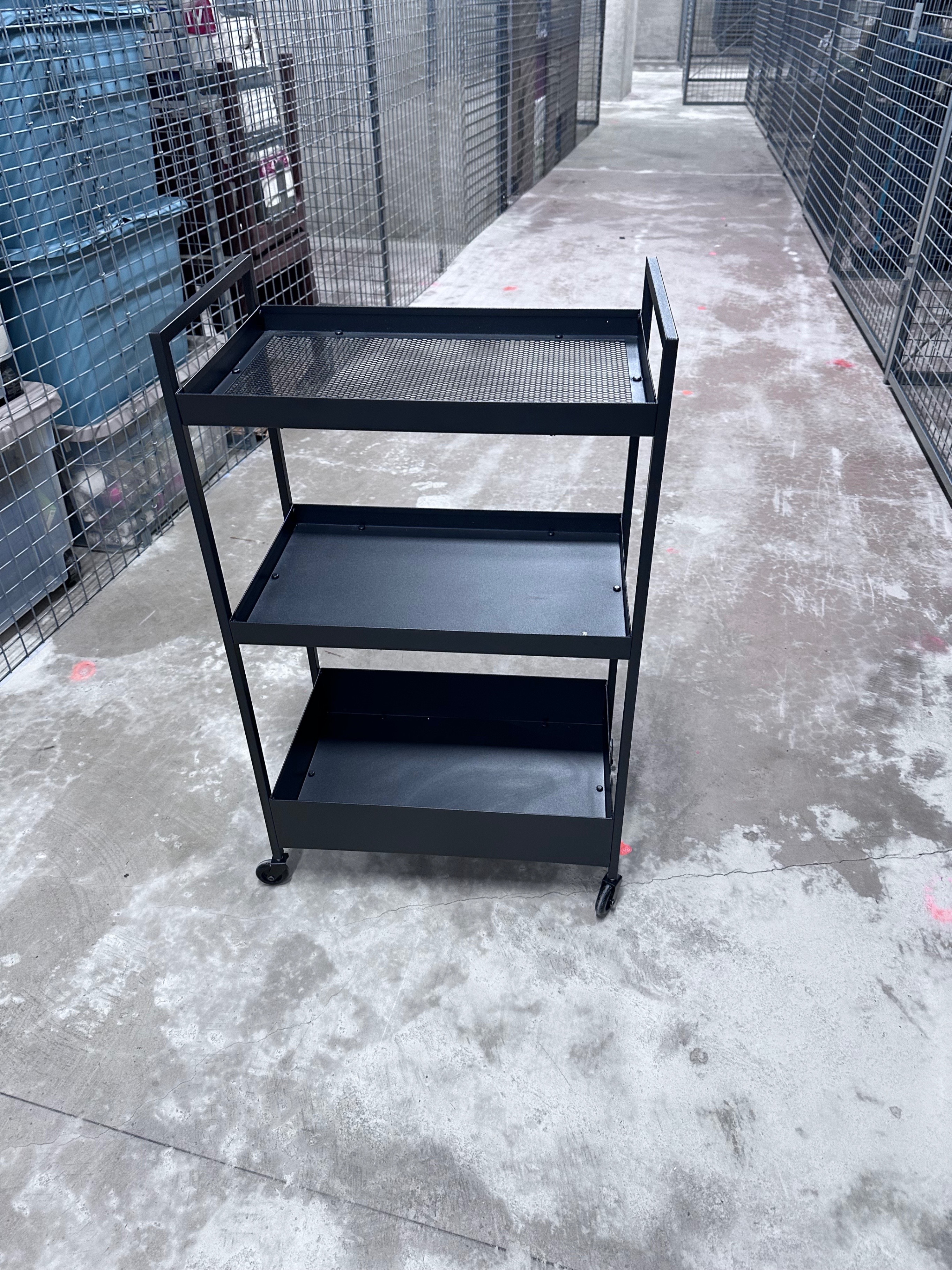 Black 3-Tier Rolling Metal Storage Cart