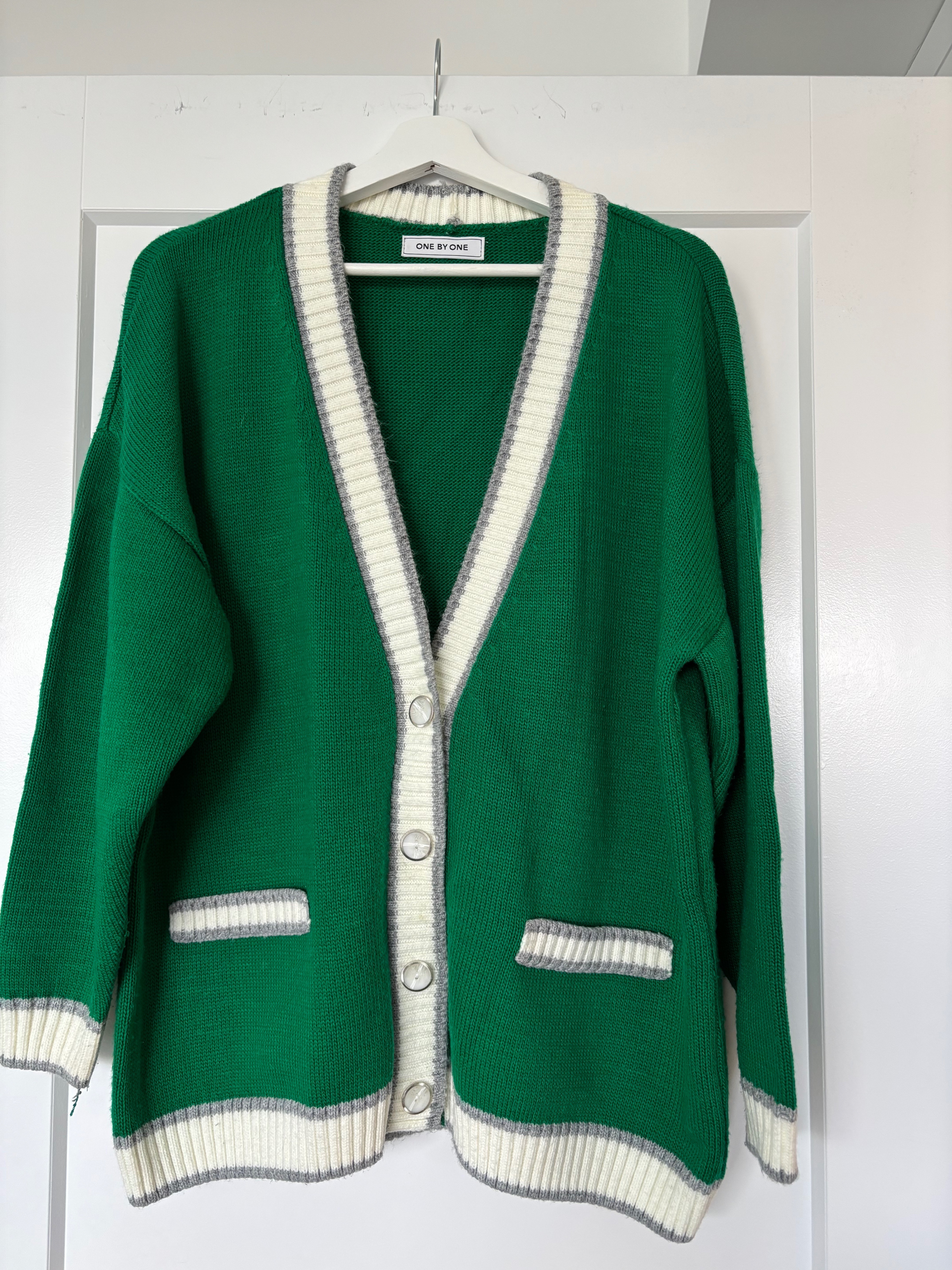 Green & White Cardigan - One size fits S–M