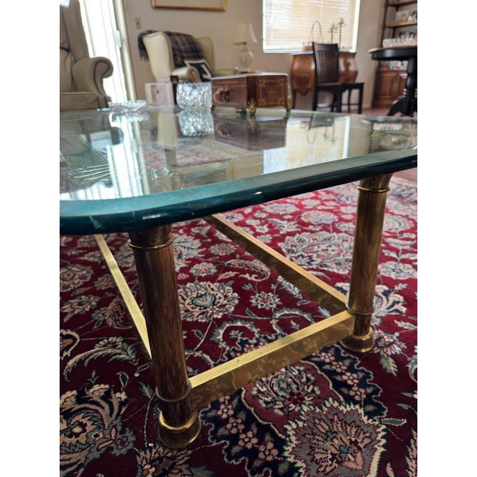 Mastercraft Brass Glass Coffee Table Hollywood Regency - photo 4