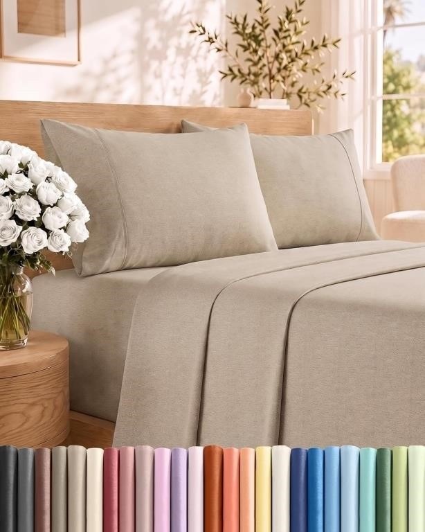 CGK Queen Sheet Set 4-Pc Comfy Breathable Cooling Brown