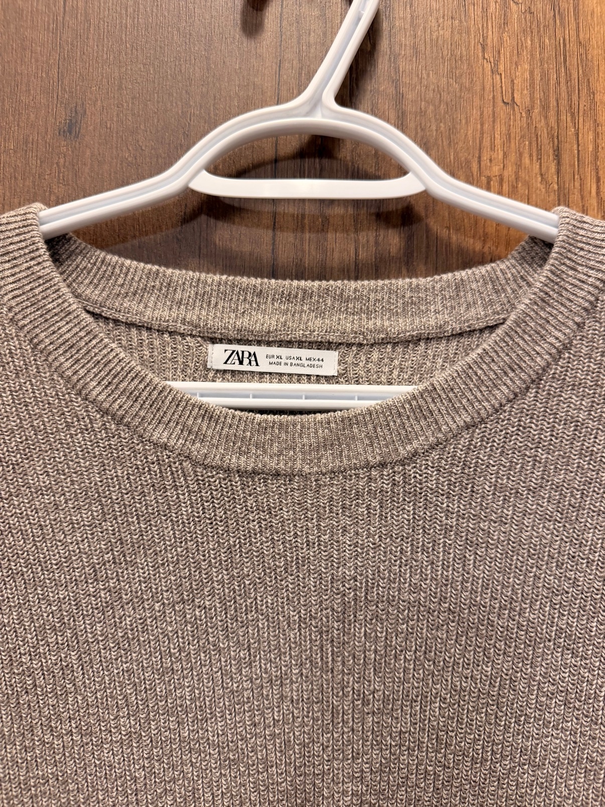 Zara Taupe Ribbed Crewneck Sweater, Size XL - photo 3