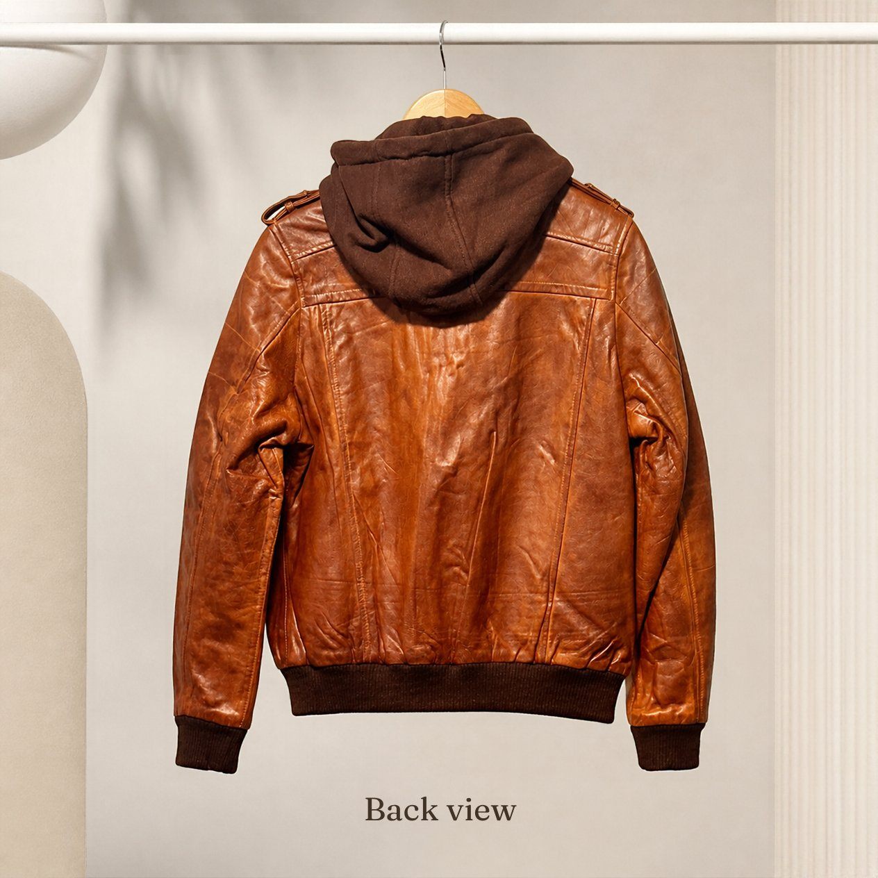 JKT-056 — Women's hooded leather jacket — brand new, size L - photo 2