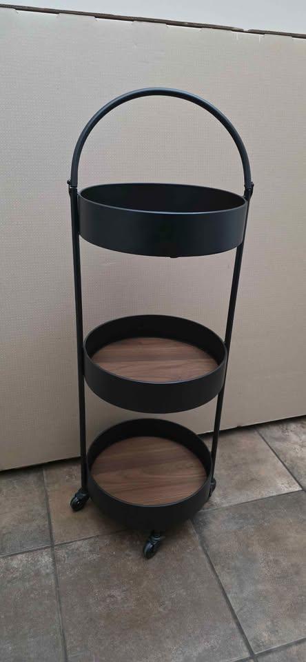 3-Tier Rolling Utility Cart with Wood Shelves - photo 3