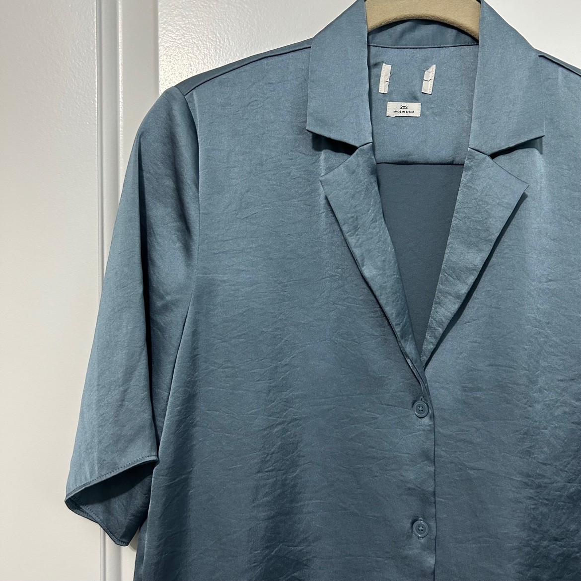 Wilfred Slate Blue Satin Shirt – 2XS, Like New - photo 2