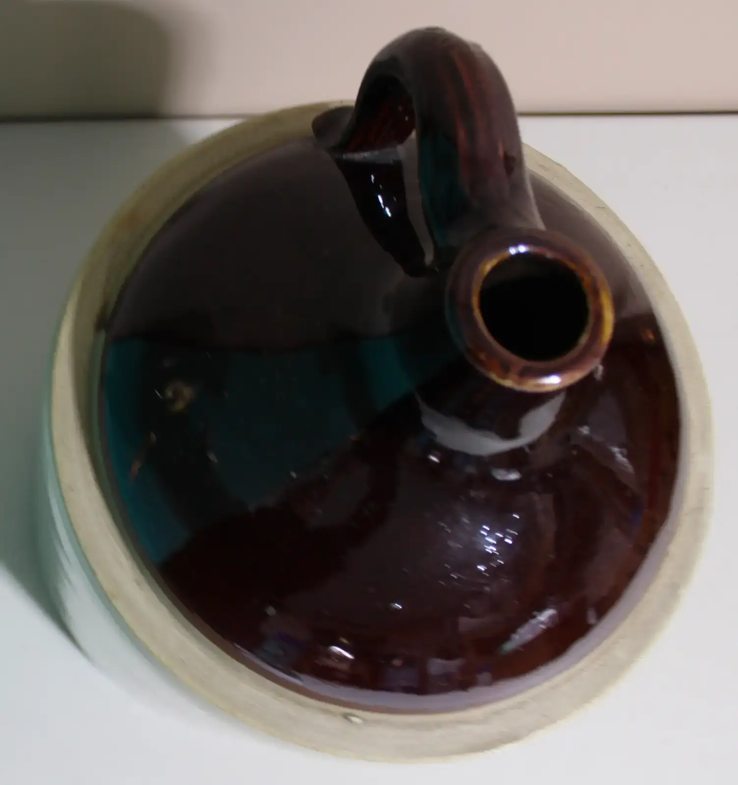 Antique Two-Tone Stoneware Whiskey Jug Primitive Moonshine Crock - photo 2